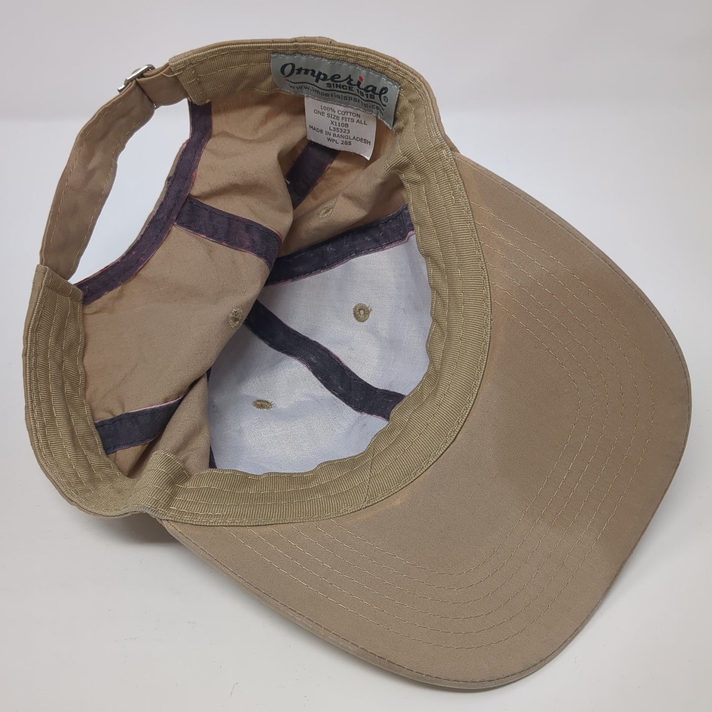 Imperial Slideback Baseball Cap Brown One Size Adjustable Embroidered 6 Panel