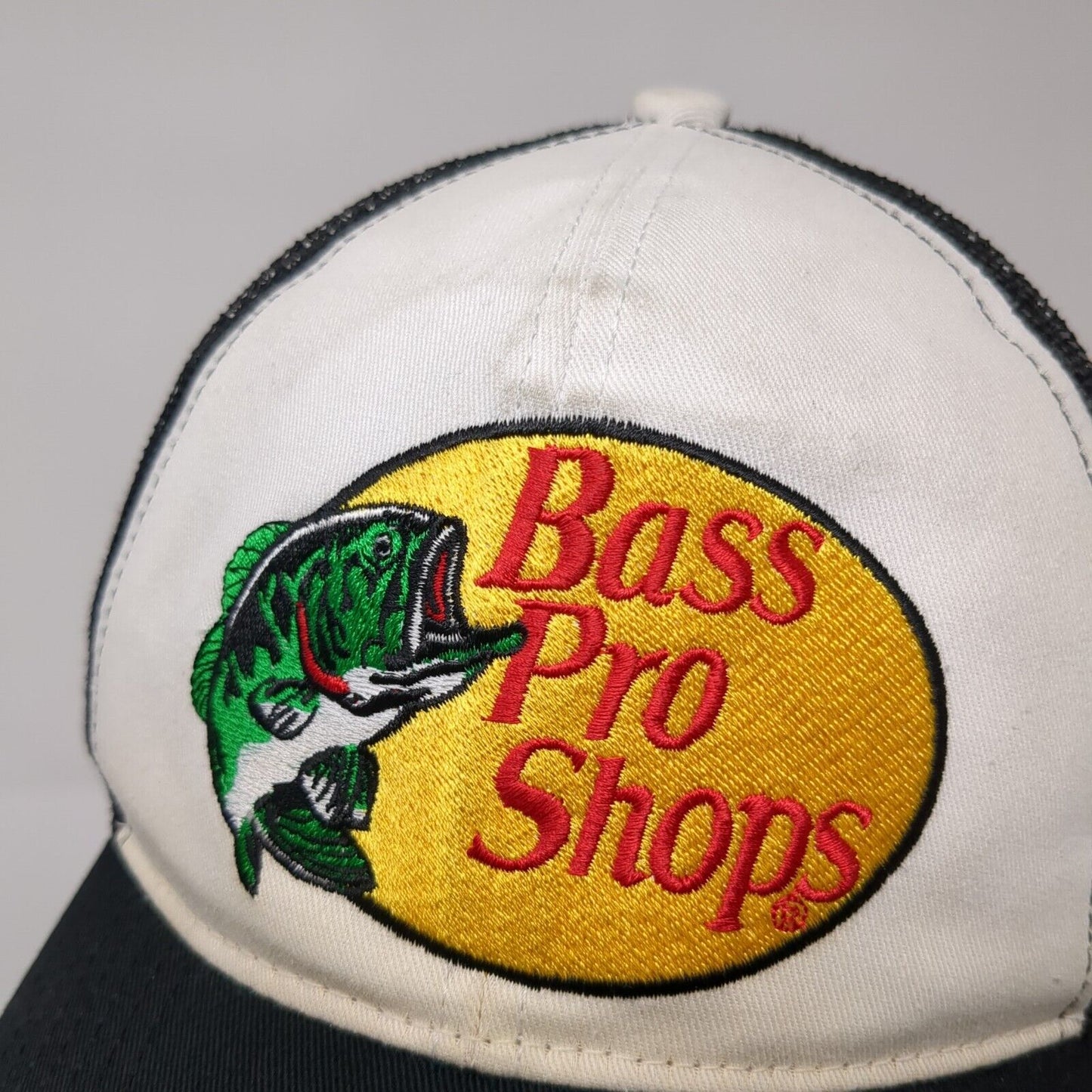 Bass Pro Shops Snapback Trucker Hat Black OSFM Adjustable Mesh Back Gone Fishing