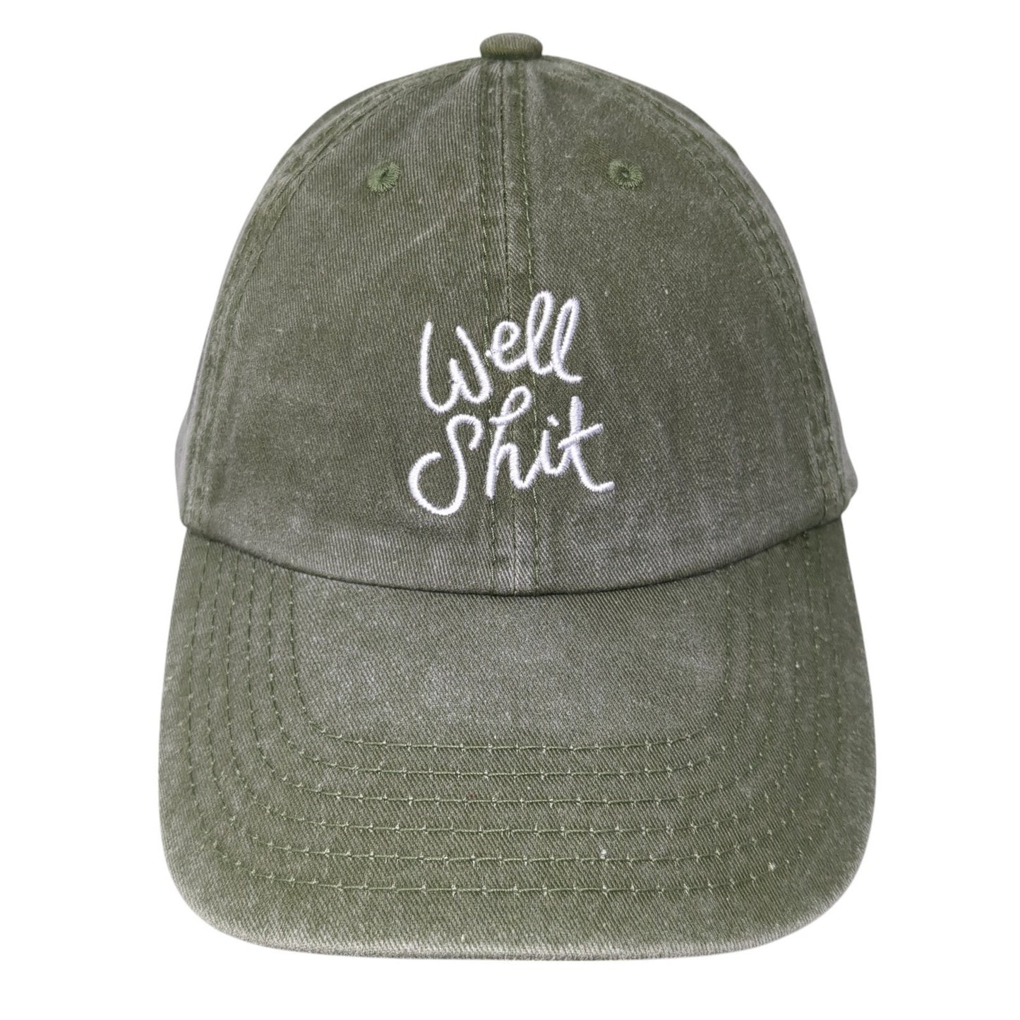 Well S*** Strapback Hat Green One Size Adjustable Embroidered Hit Wear
