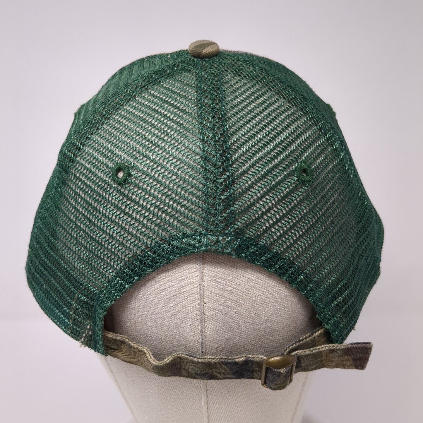 Bass Pros Shops Slideback Trucker Hat Camo OS Adjustable Distressed Mesh Back