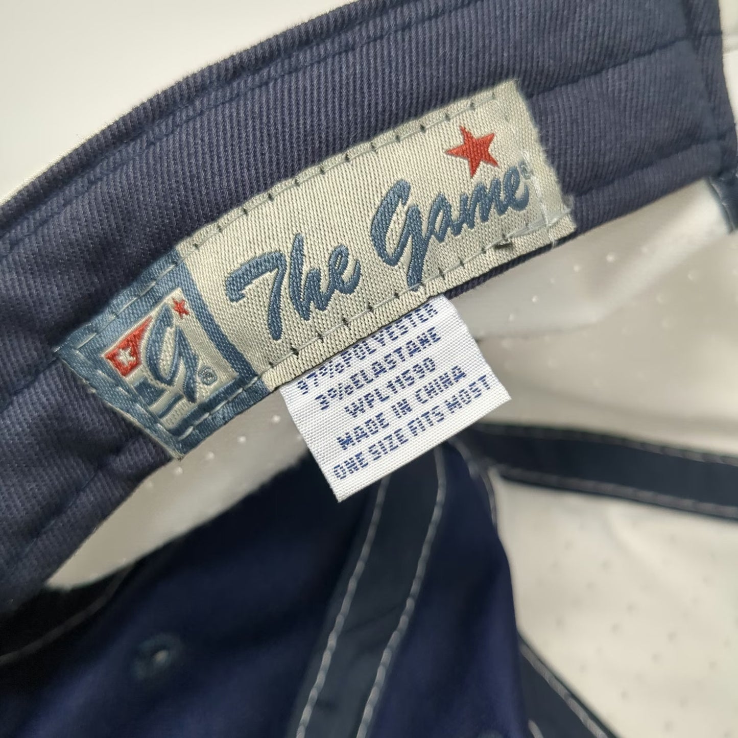 The Game Stars National Baseball Cap Blue White One Size Slideback Perforated