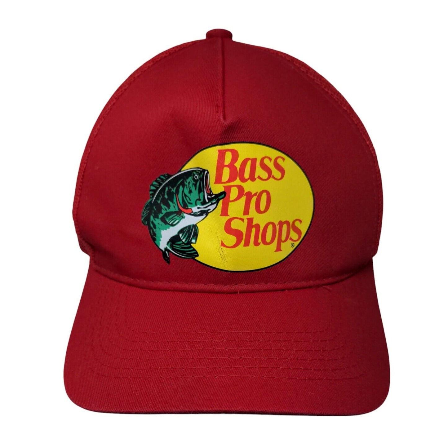 Bass Pro Shops Snapback Mesh Back Trucker Hat Red OSFM Gone Fishing Solid
