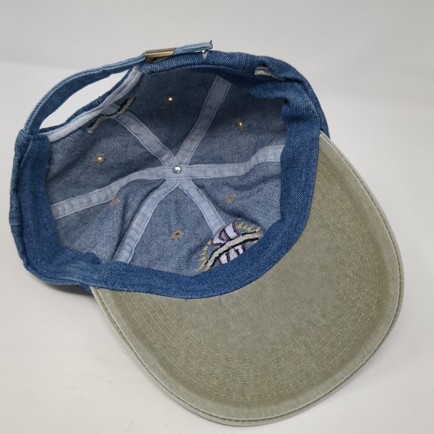 Riders Slideback Hat Blue One Size Adjustable Colorblock Denim 6 Panel
