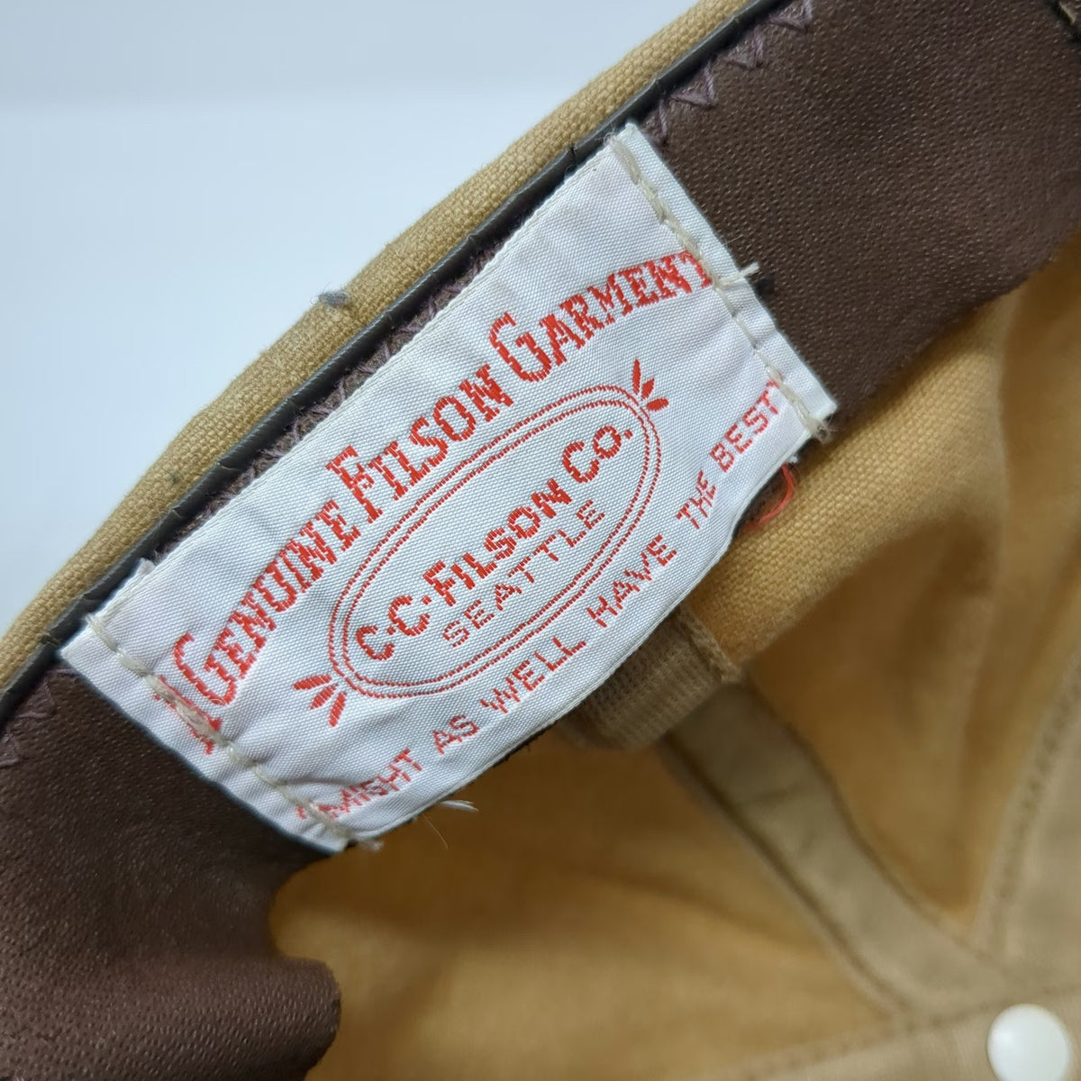 Filson Baseball Cap Brown One Size Leather Strap Waxed Cotton Logo Seattle Hat