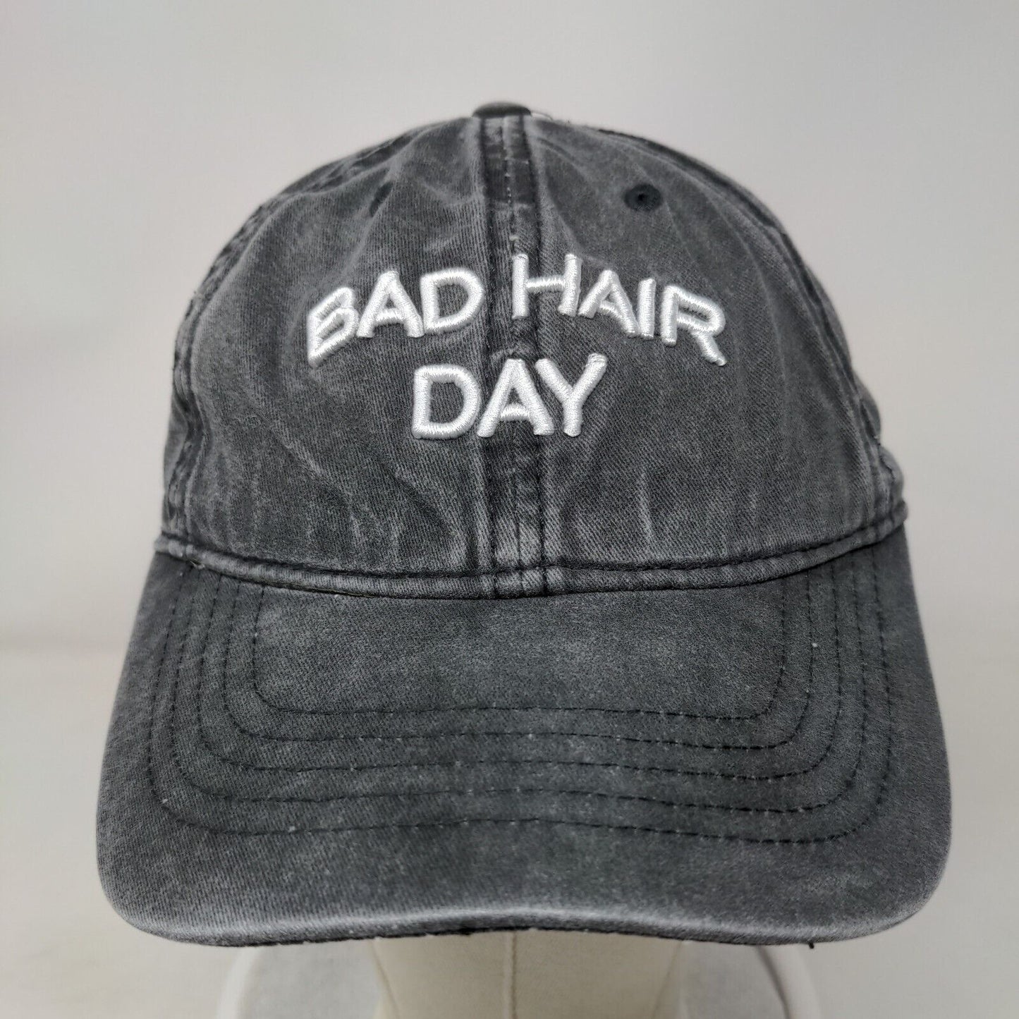 Bad Hair Day Slideback Hat Black OSFM Adjustable Embroidered Vented Holes