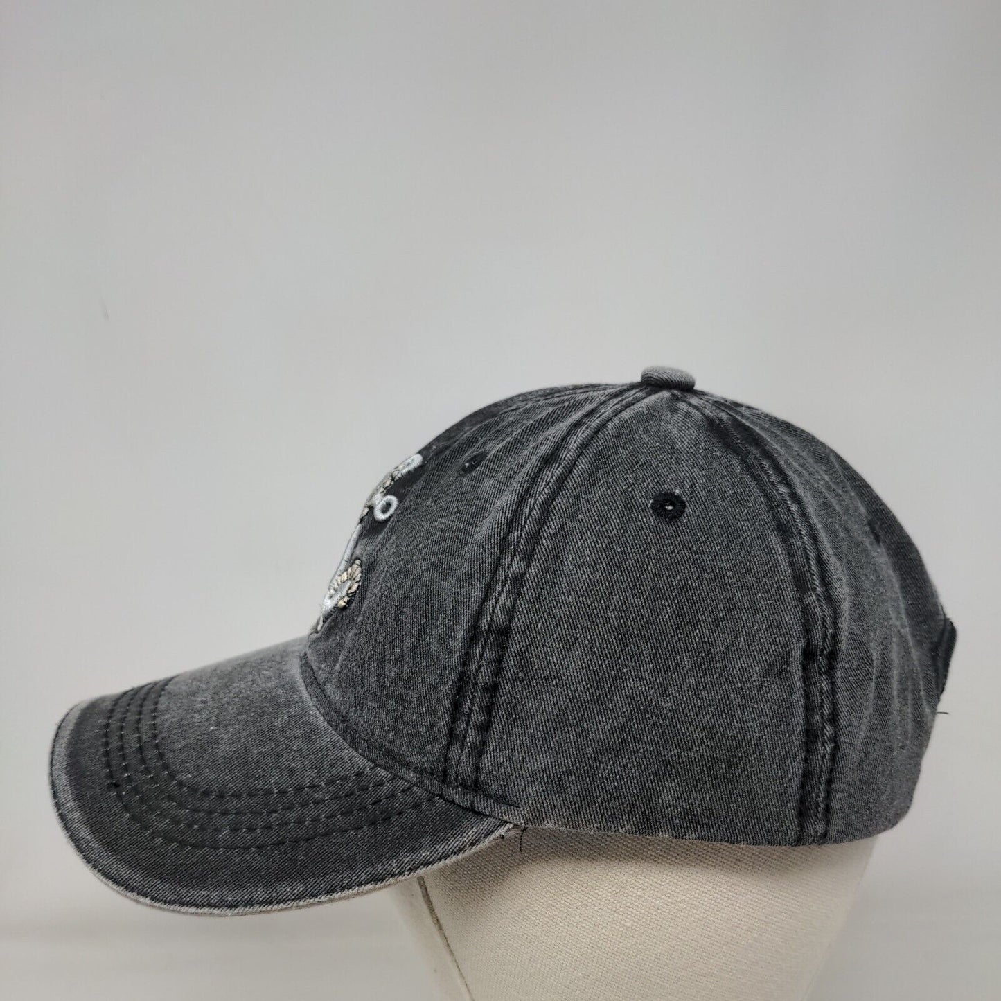 Anchor Slideback Hat Gray One Size Adjustable Embroidered Vented Holes 6 Panel