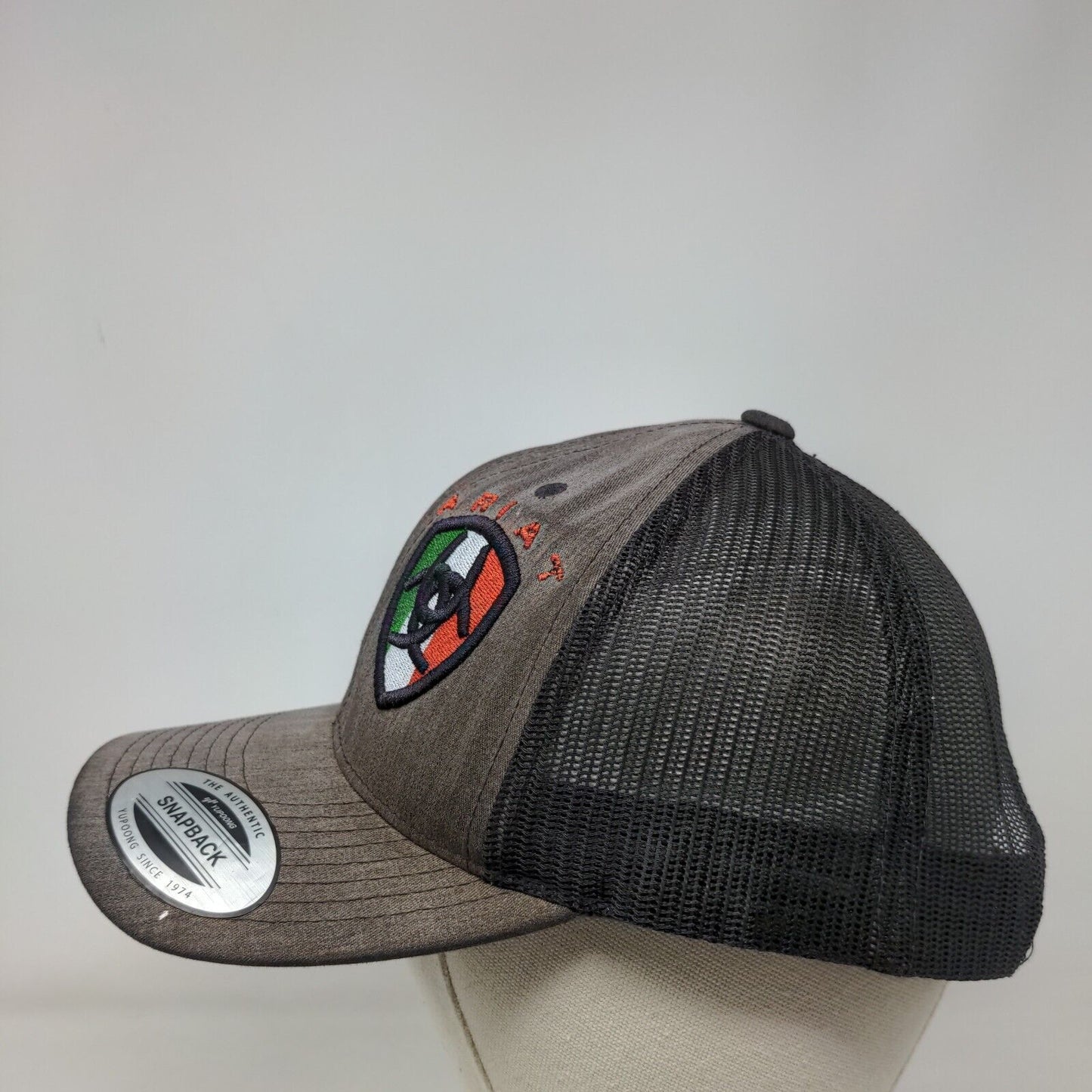 Ariat Snapback Mesh Back Trucker Hat Gray One Size Embroidered 6 Panel