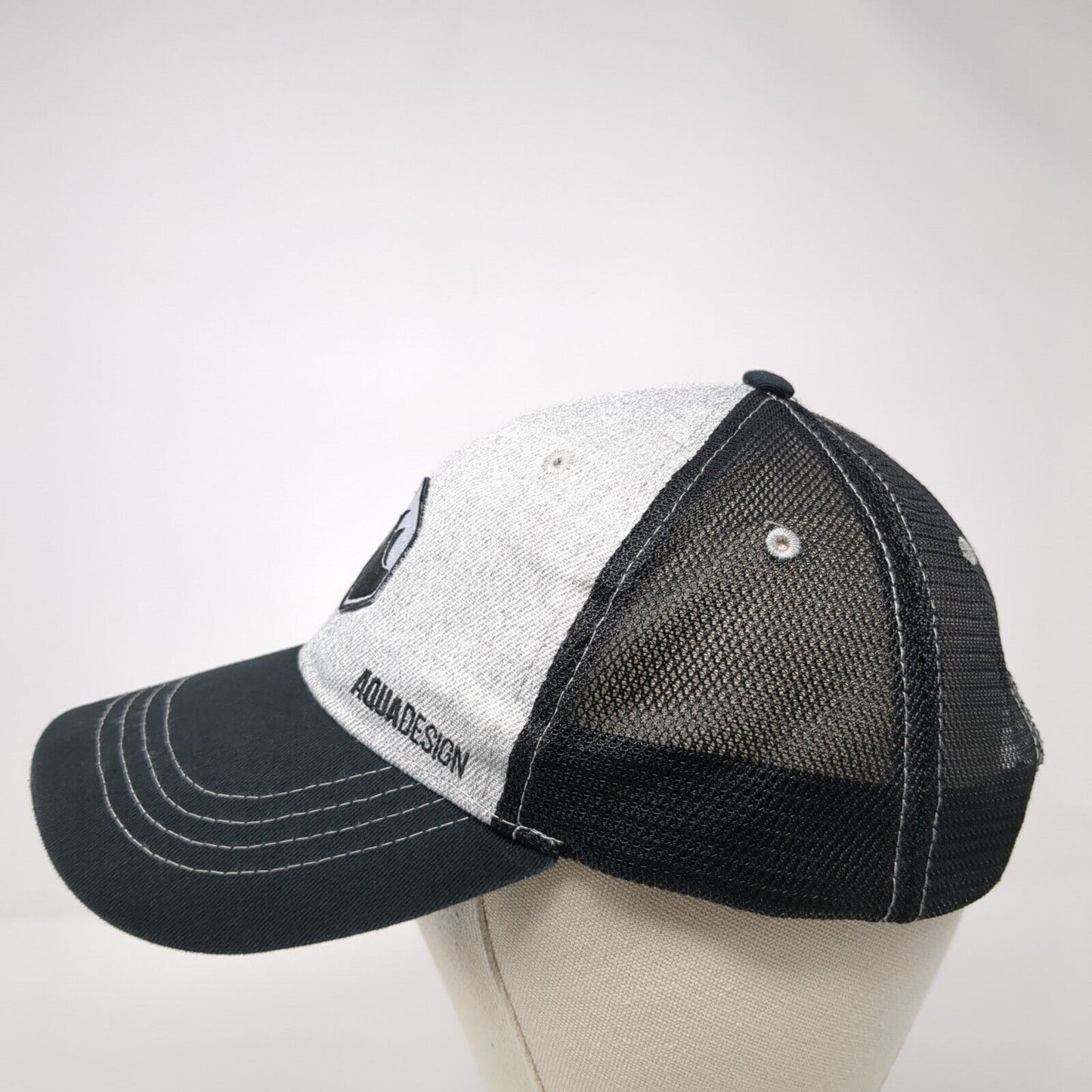 Aqua Design Snapback Trucker Hat Black One Size Mesh Back Colorblock HG