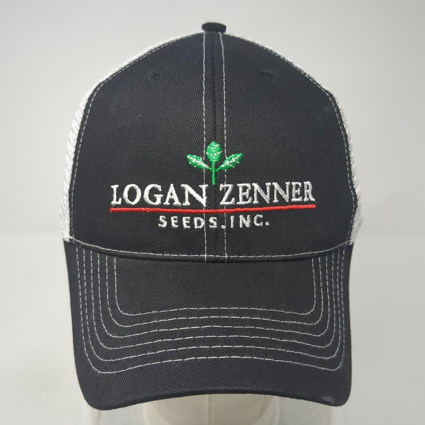 Logan Zenner Seeds Inc. Strapback Trucker Hat Black One Size Mesh Back