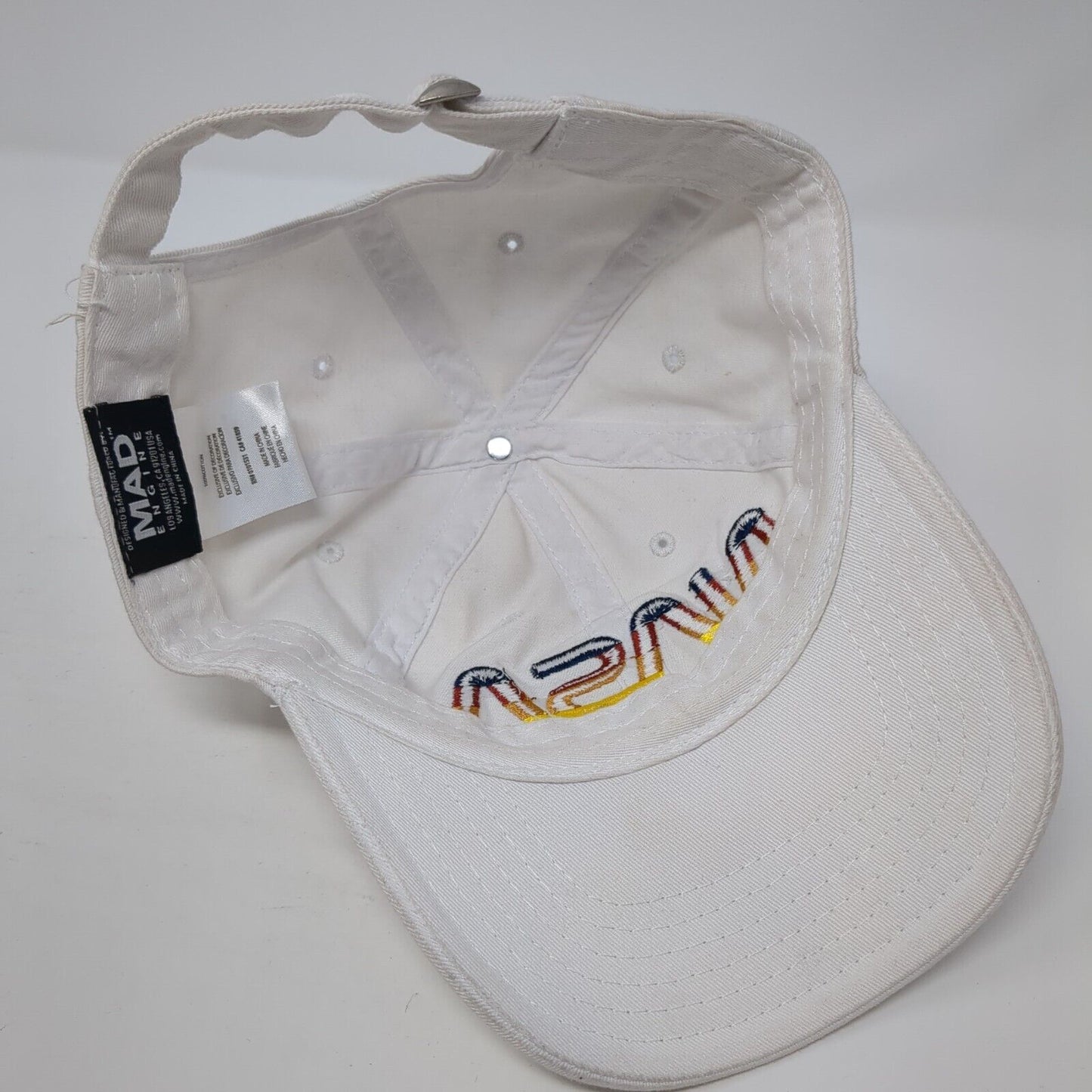 NASA Slideback Hat White One Size Adjustable Embroidered Logo Mad Engine