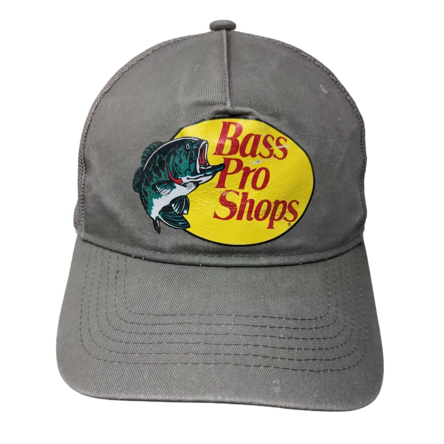 Bass Pro Shops Snapback Trucker Hat Gray OSFM Adjustable Mesh Back Gone Fishing