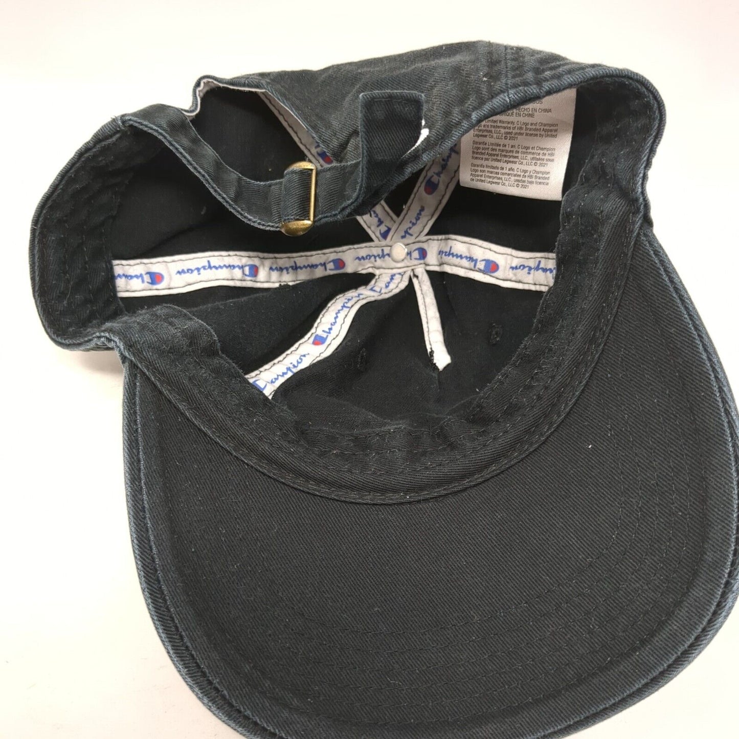 Champion Spell Out Slideback Hat Black One Size Adjustable Embroidered