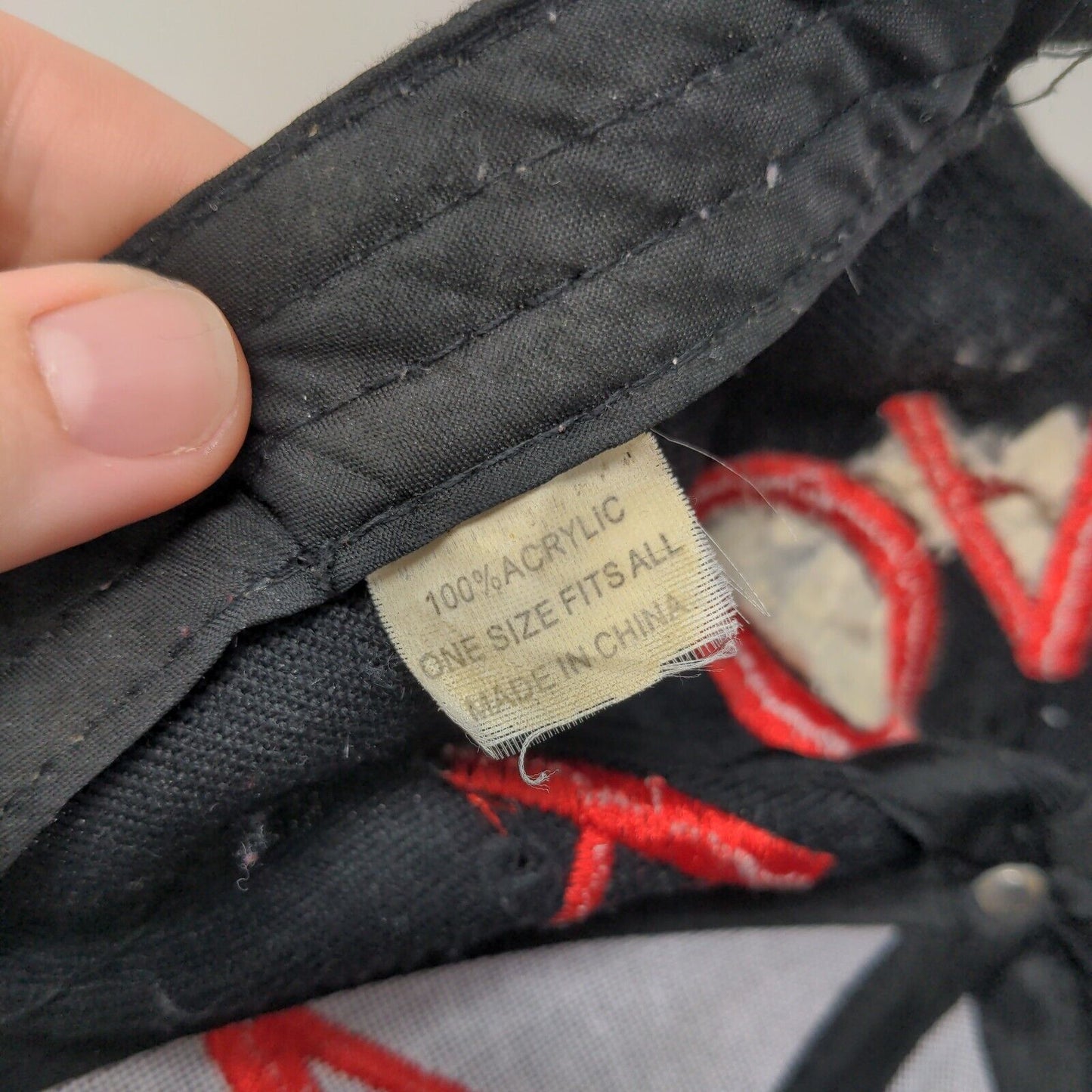 Canada Strapback Hat Black OSFA Adjustable Embroidered Vented Holes 6 Panel