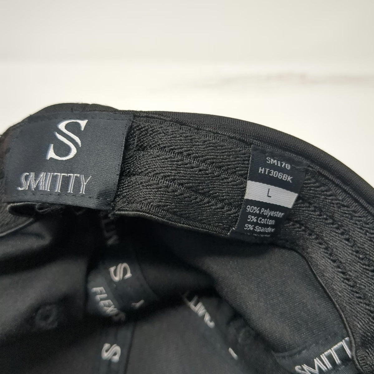 Smitty Baseball Cap Black L Fitted Curved Brim Flexfit Solid Blank Plain Hat