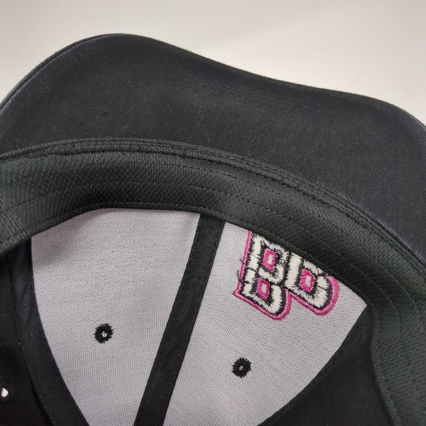 BB Pink Ribbon Cancer Awareness Fitted Hat Black Small Embroidered MyHatGuy.com