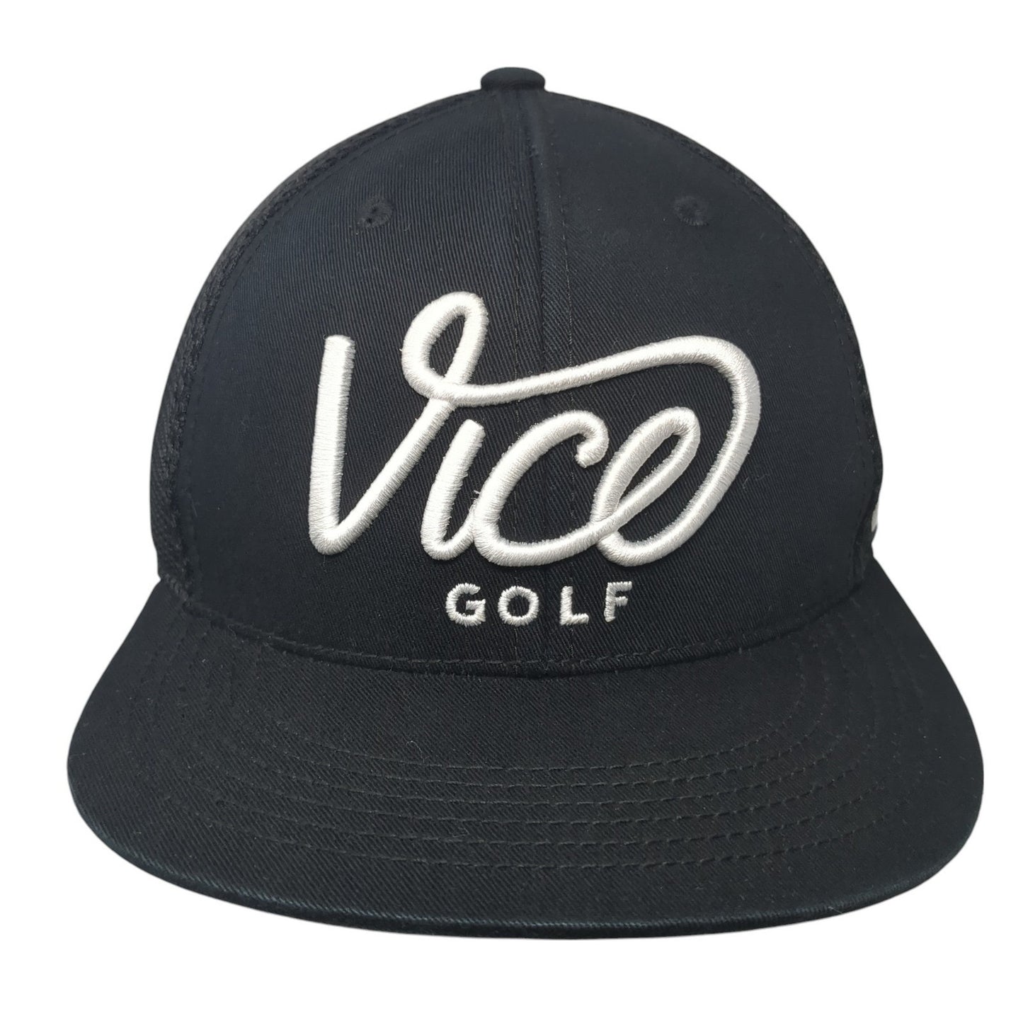 Vice Golf Snapback Hat Black One Size Adjustable Embroidered Breathable Mesh