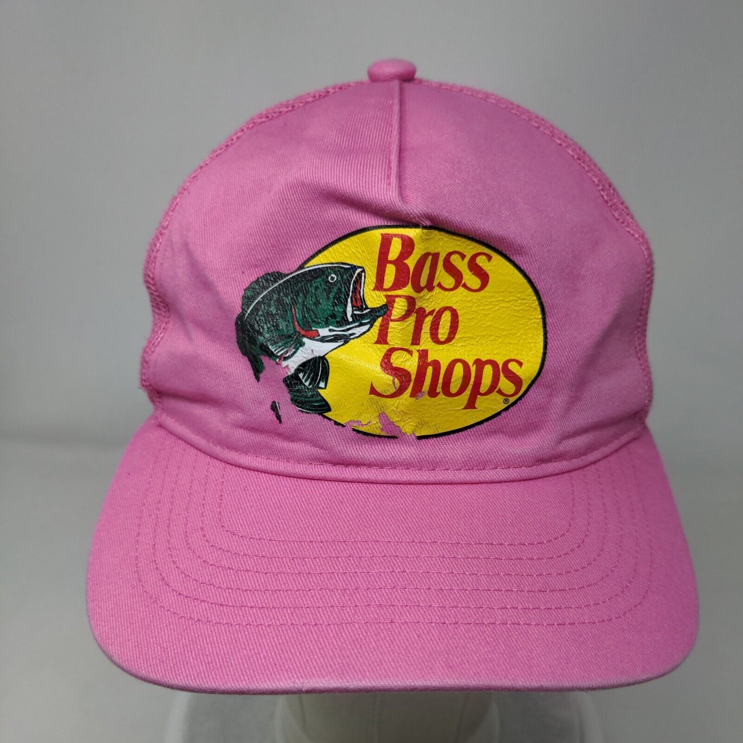 Bass Pro Shops Snapback Trucker Hat Pink OSFM Adjustable Mesh Back Gone Fishing
