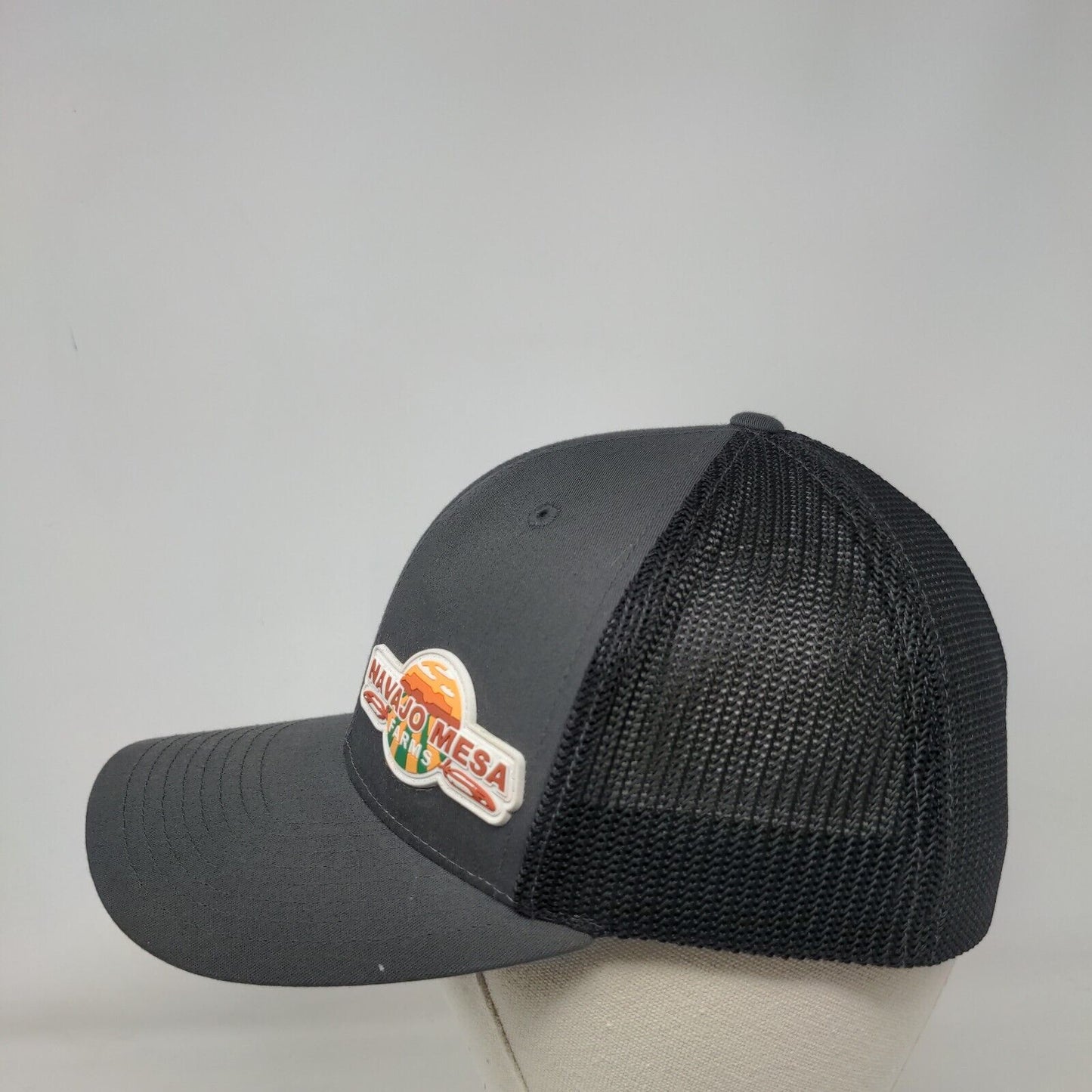Navajo Mesa Farms Fitted Trucker Hat Gray S/M Flexfit Richardson