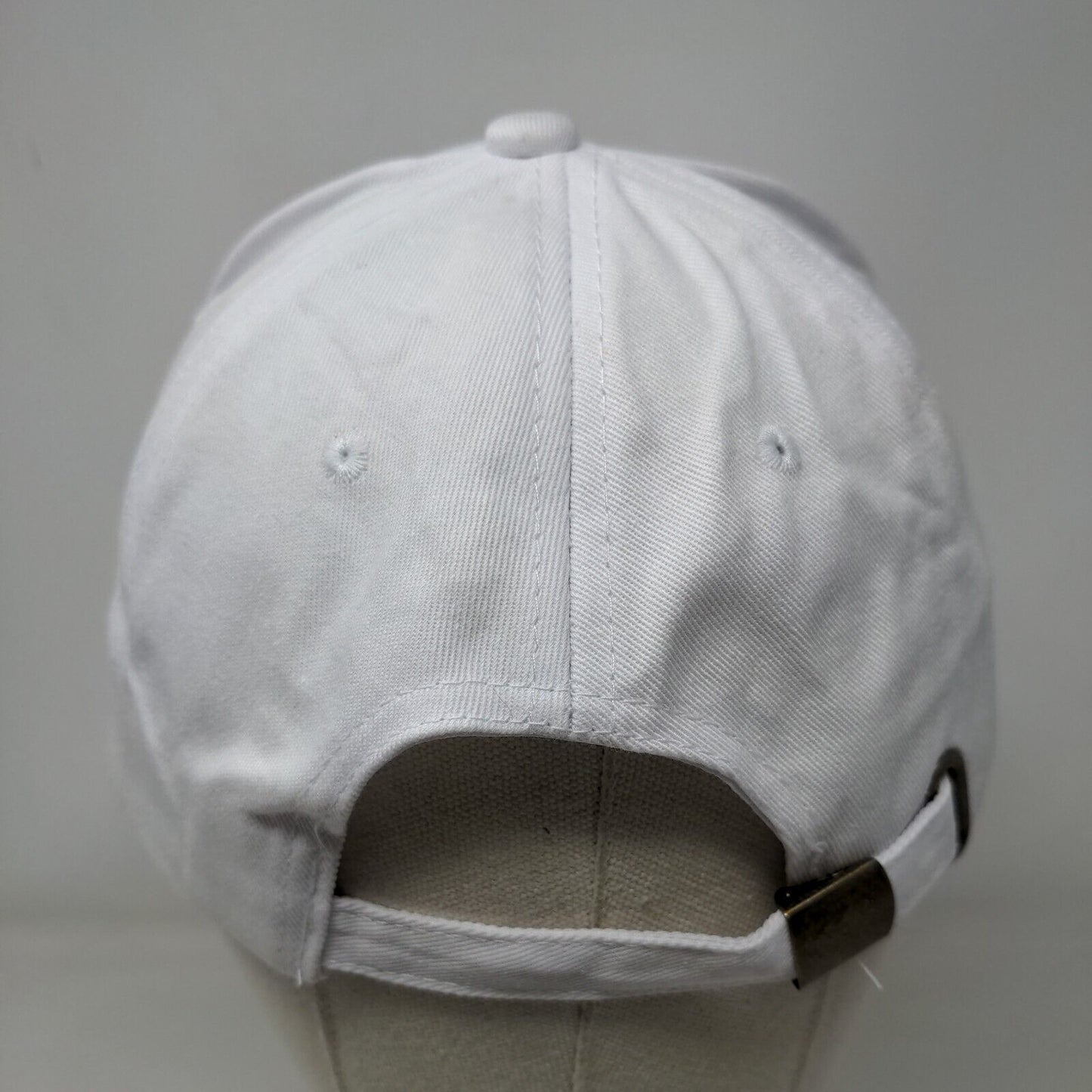 Bee Slideback Hat White Medium Adjustable Embroidered Vented Holes 6 Panel