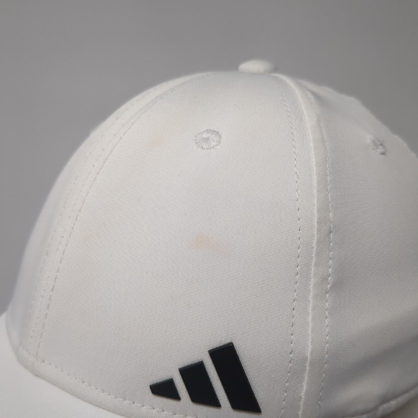 Adidas 3 Stripes Strapback Hat White One Size Solid Stretch Ponytail