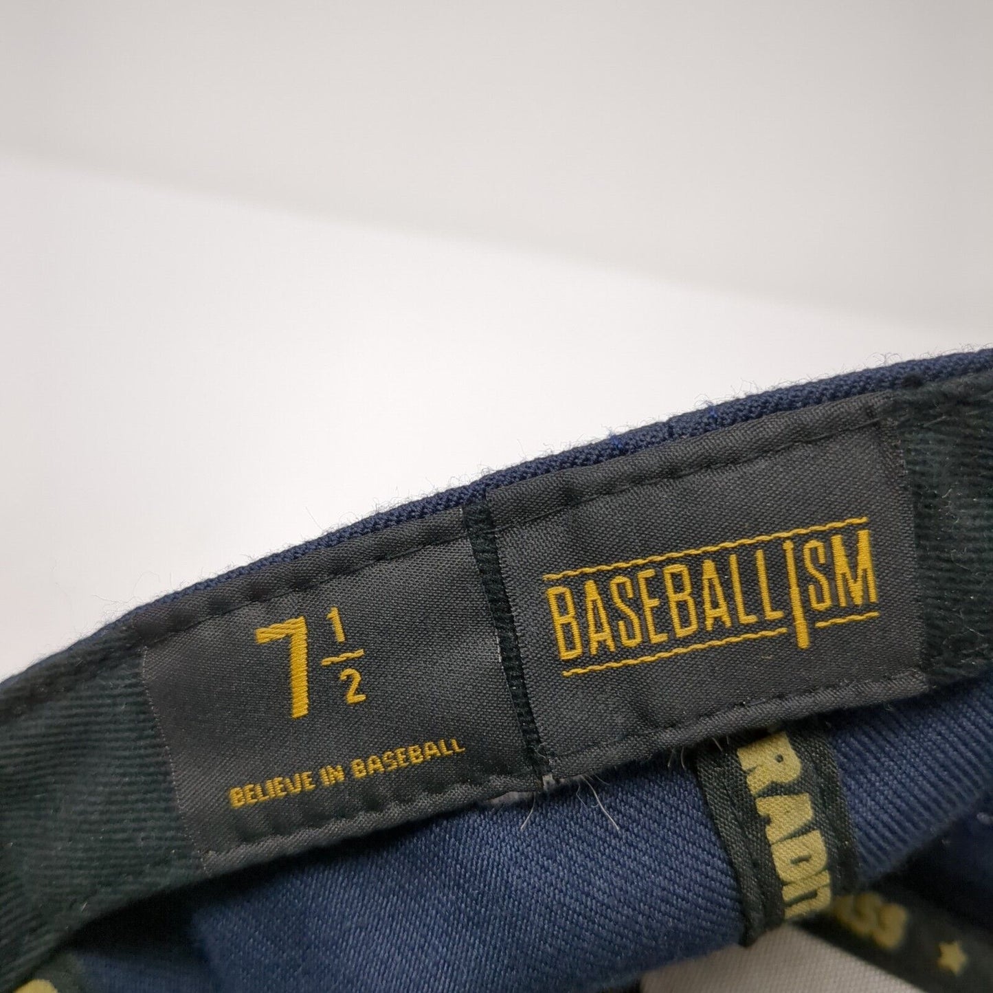 Baseballism Logo Fitted Hat Blue 7 1/2 Embroidered Solid Vent Holes