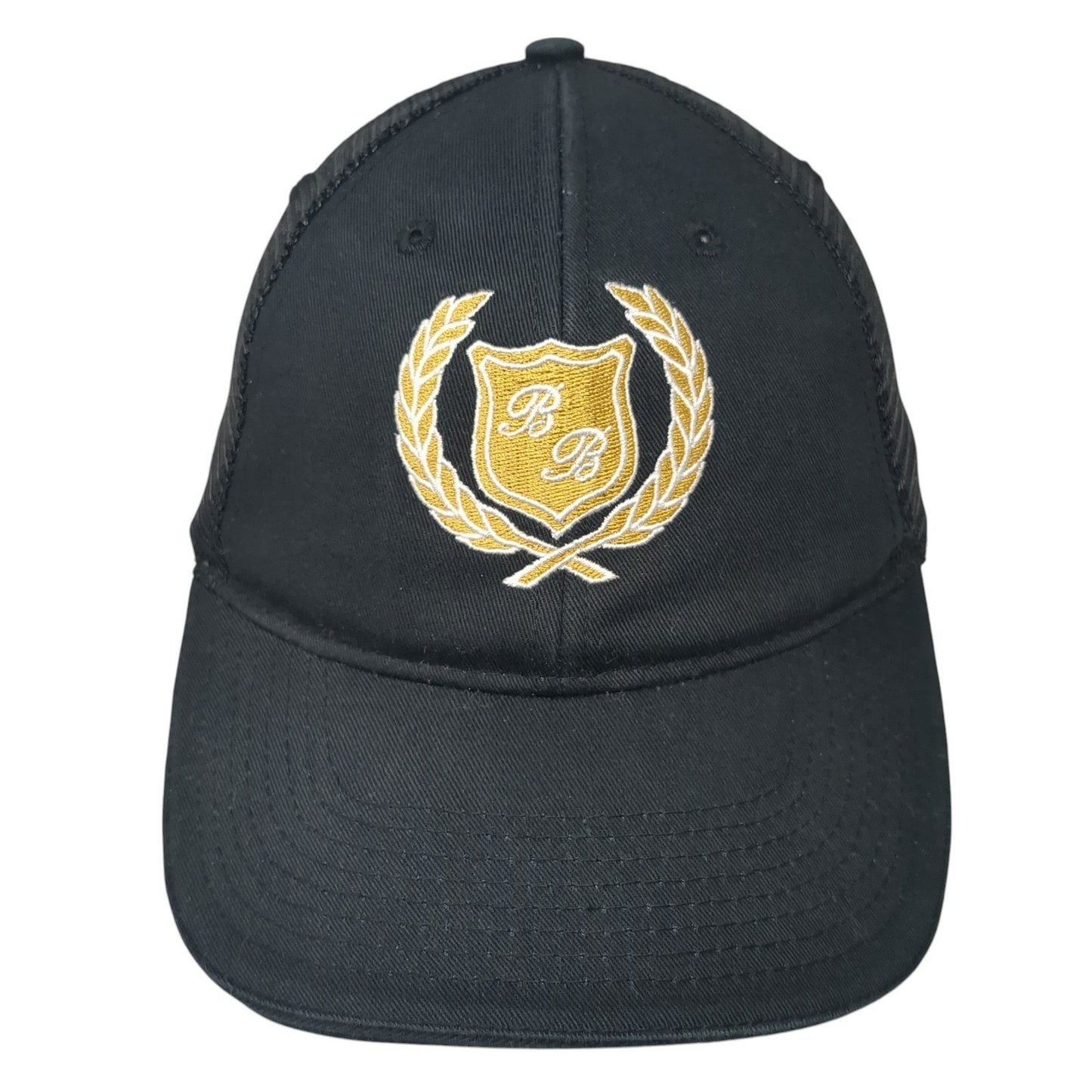 BB Strapback Trucker Hat Black One Size Adjustable Embroidered Mesh Back