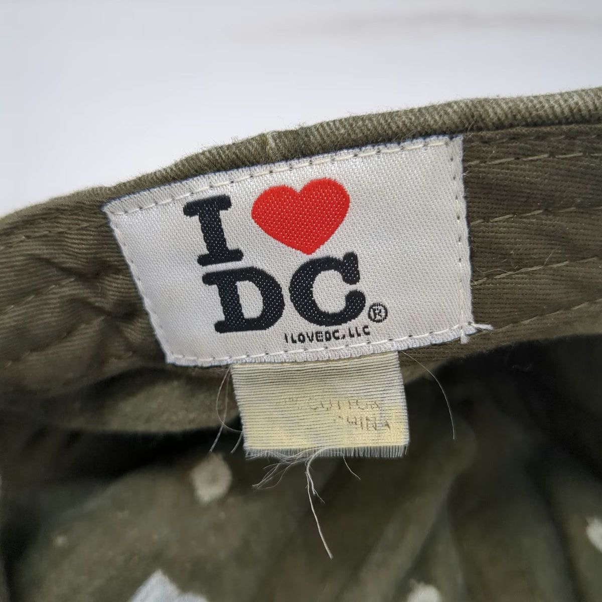 I Love DC Baseball Cap Green Beige One Size Washington DC USA Flag Souvenir Hat