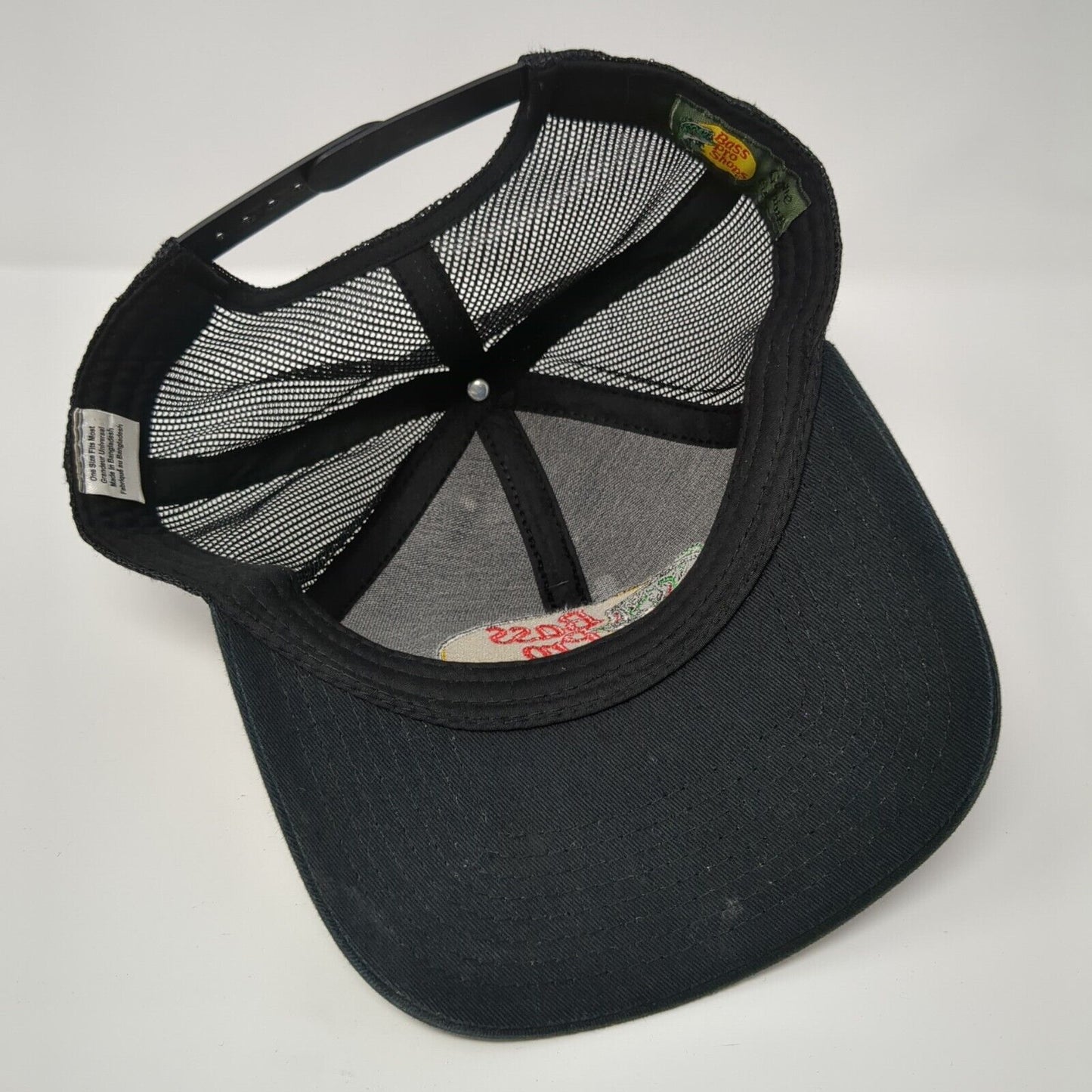 Bass Pro Shops Gone Fishing Trucker Hat Black OSFM Mesh Back Adjustable
