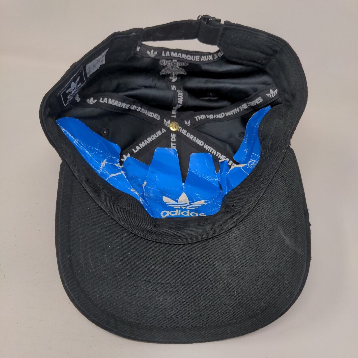 Adidas Trefoil Slideback Hat Black OSFM Embroidered Logo 3 Stripes