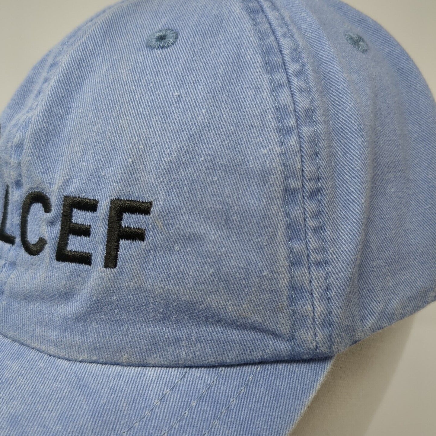 LCEF Slideback Hat Blue One Size Adjustable Leather Strap Adams 6 Panel