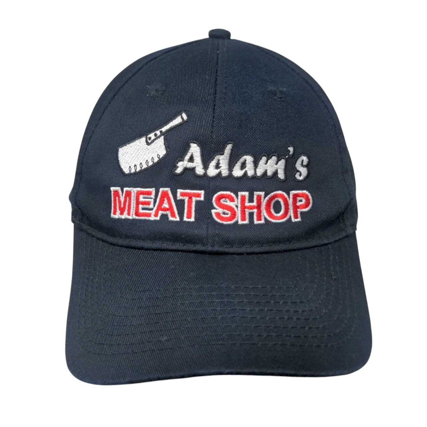 Adam's Meat Shop Strapback Hat Blue One Size Adjustable 6 Panel Port Authority