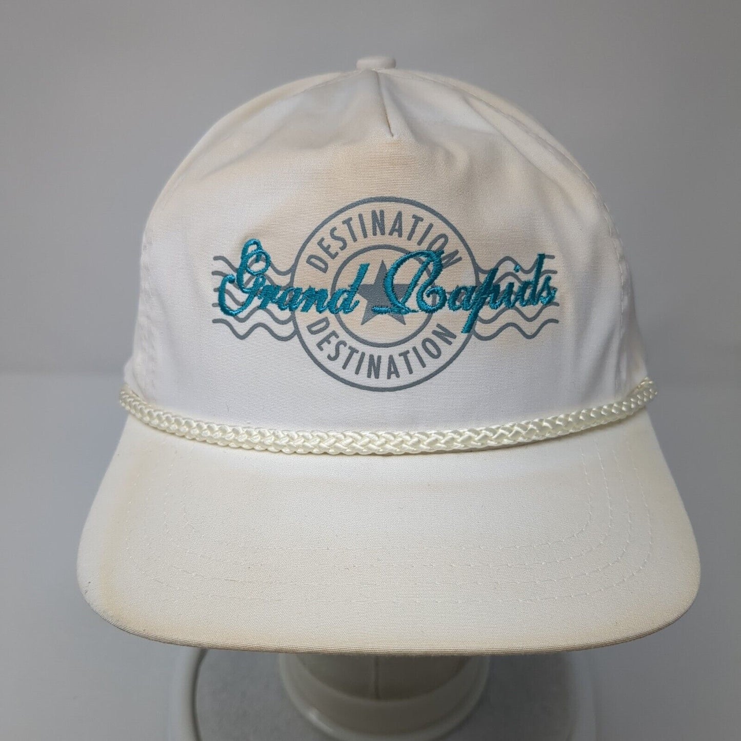 Grand Rapids Destination Slideback Rope Hat White One Size Adjustable