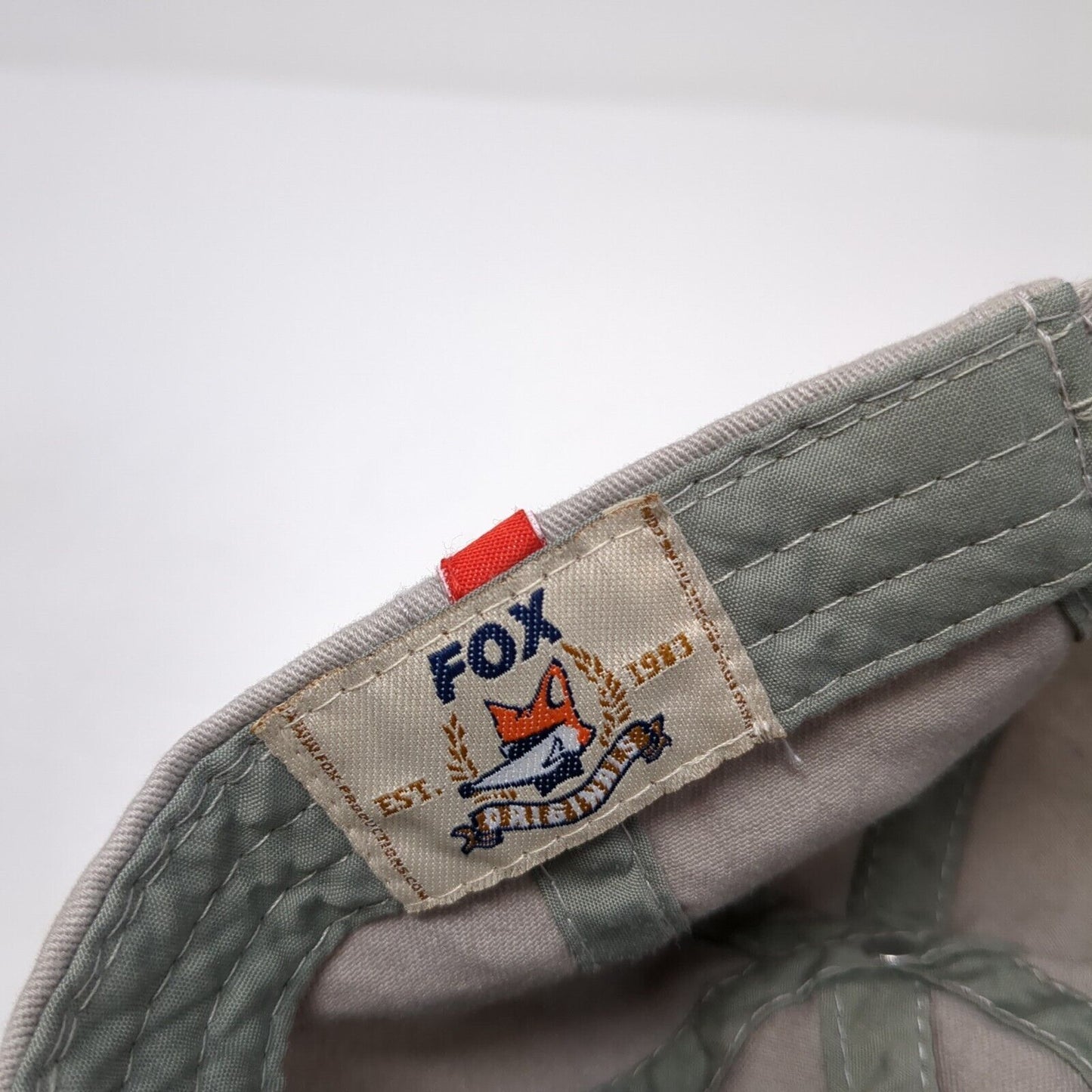 Amsterdam Slideback Hat Tan One Size Adjustable Embroidered Distressed Fox Head