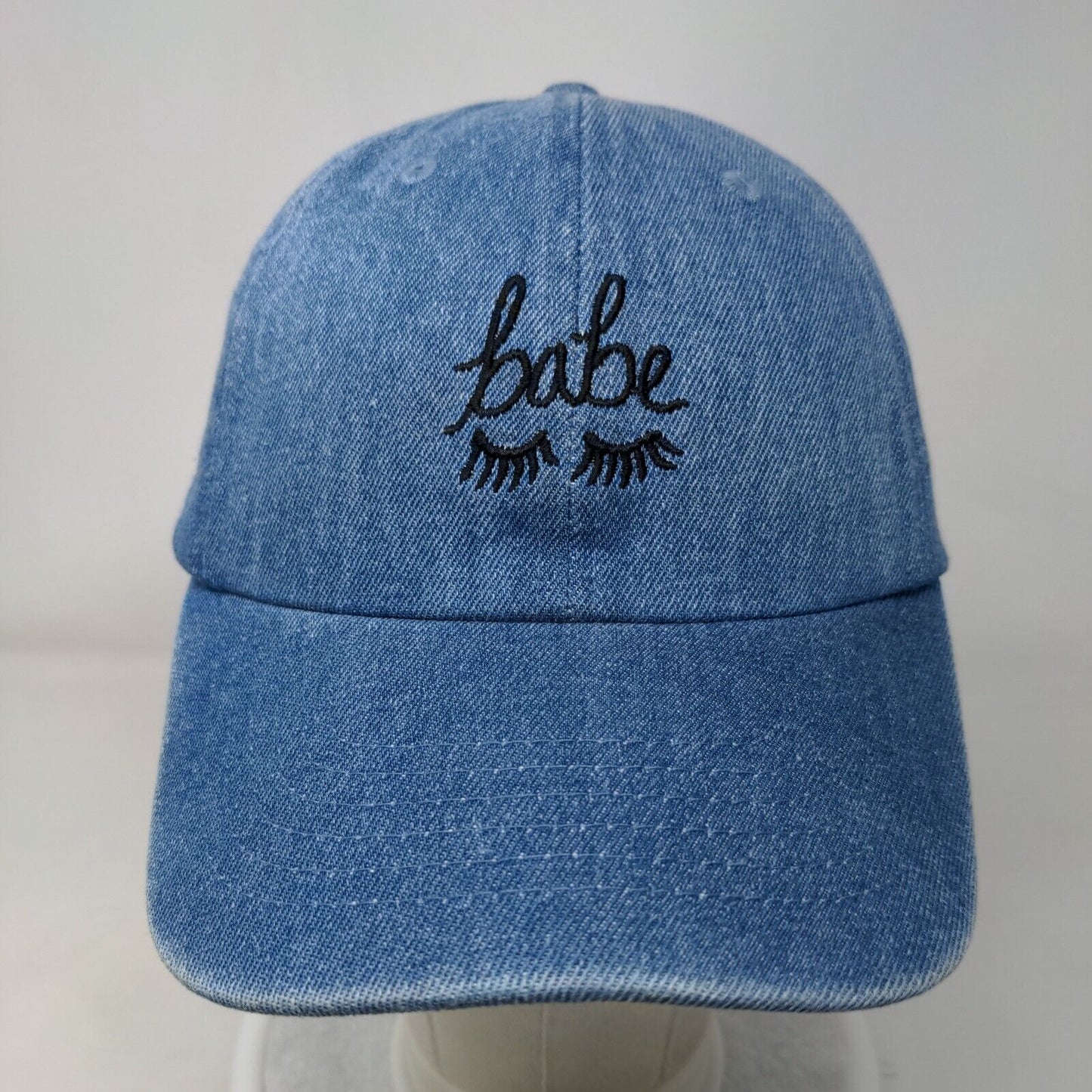 Babe Eyelashes Slideback Denim Hat Blue OSFA Embroidered Newhattan