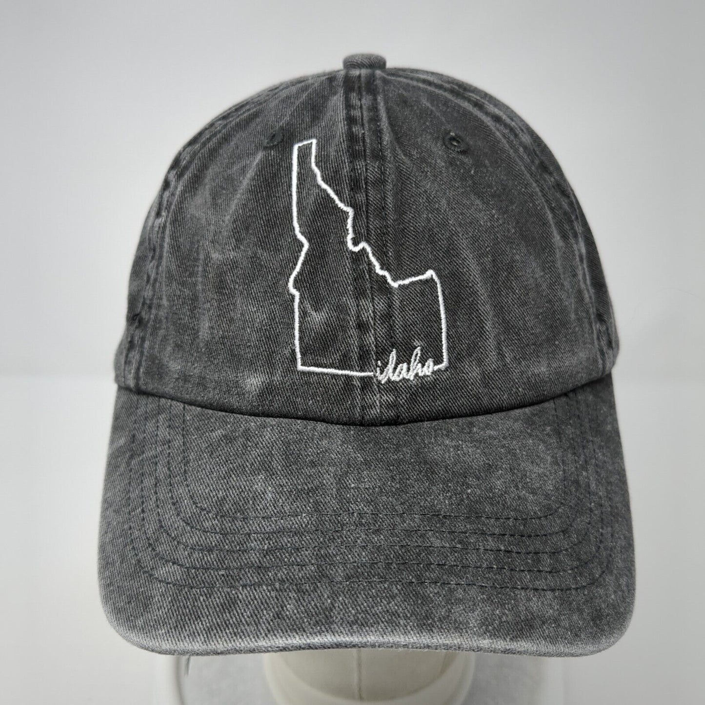 Idaho State Map Slideback Hat Gray One Size Adjustable Embroidered