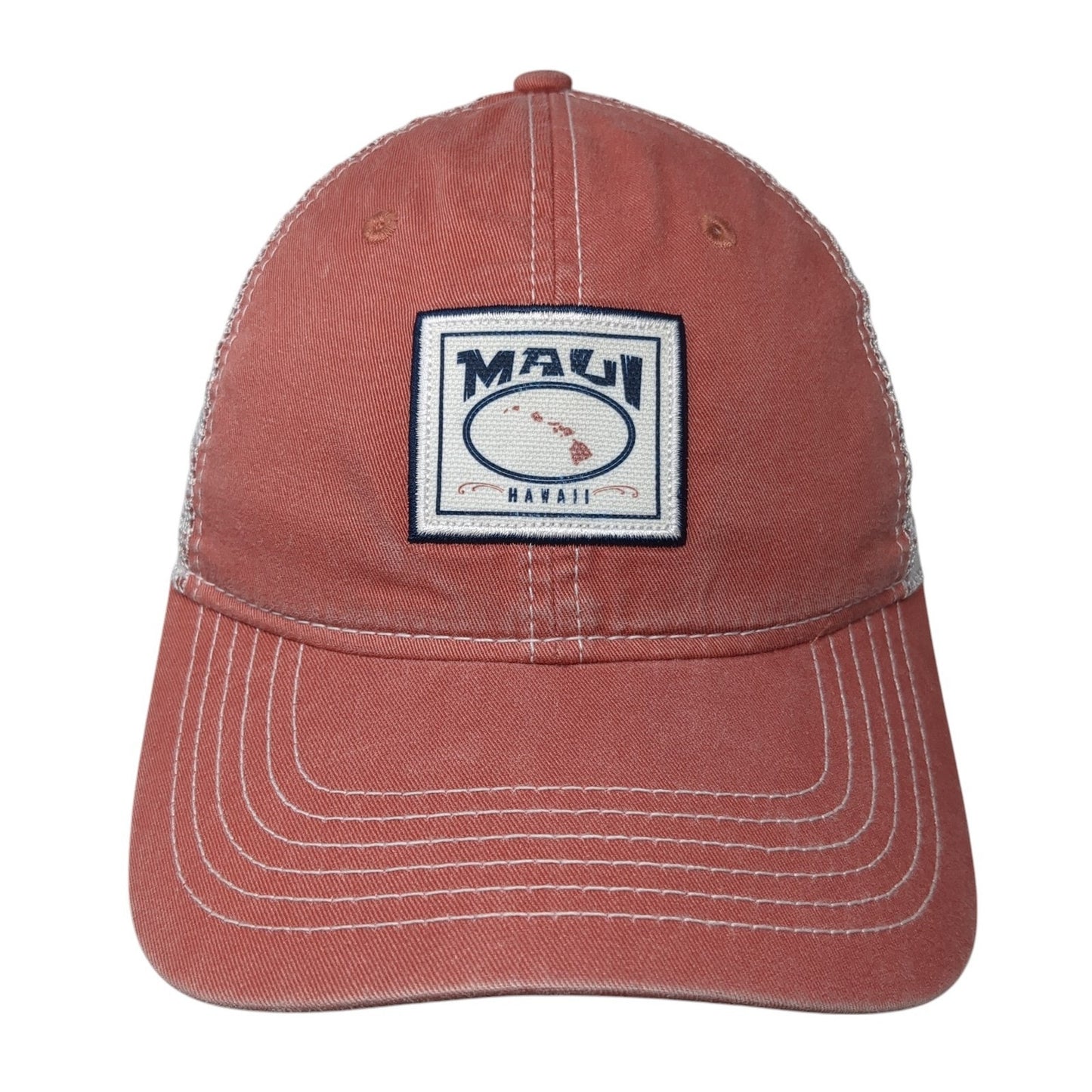 Maui Hawaii Patch Strapback Trucker Hat Red One Size Mesh Back Ahead