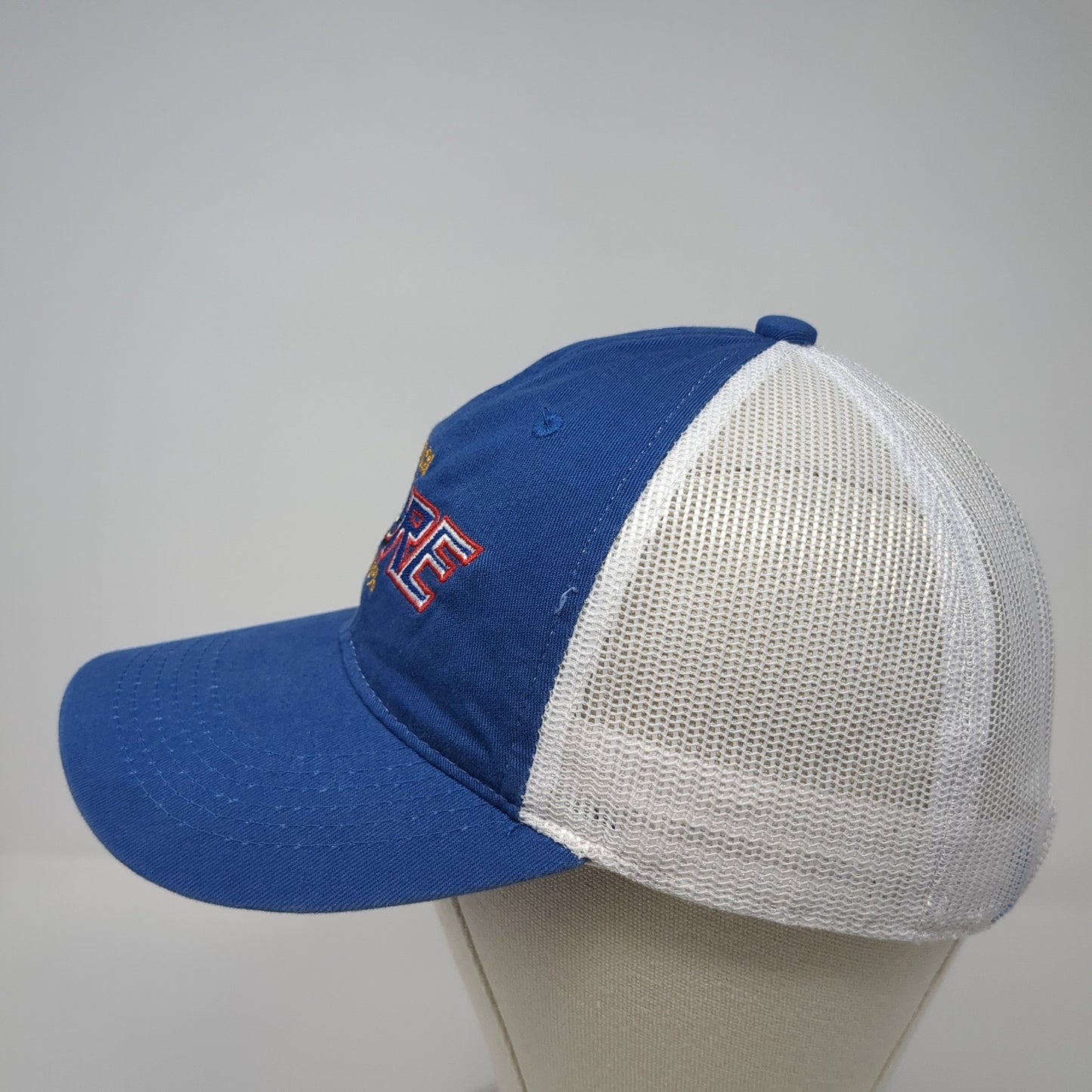 2021 More 100% Strapback Trucker Hat Blue OS Adjustable Mesh Back Outdoor Cap