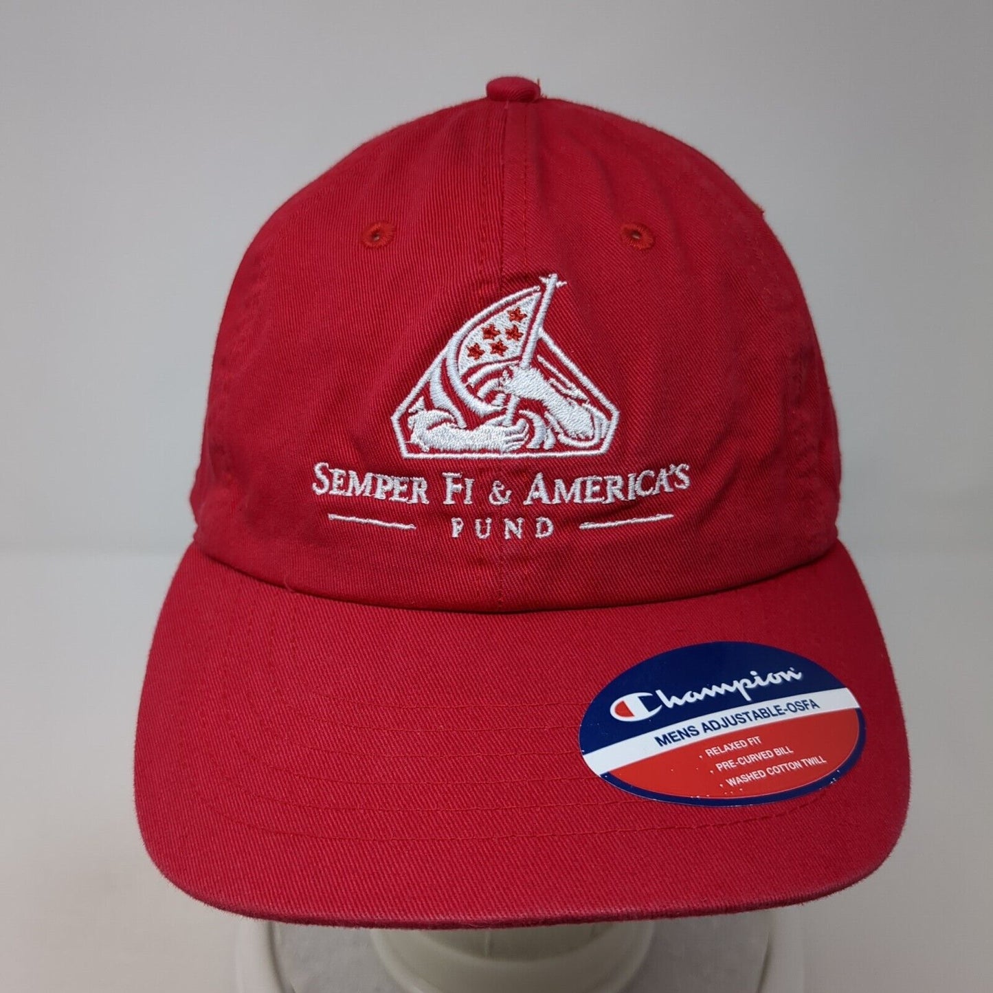 Semper Fi& America's Fund Slideback Hat Red OS Adjustable Relaxed Fit Champion