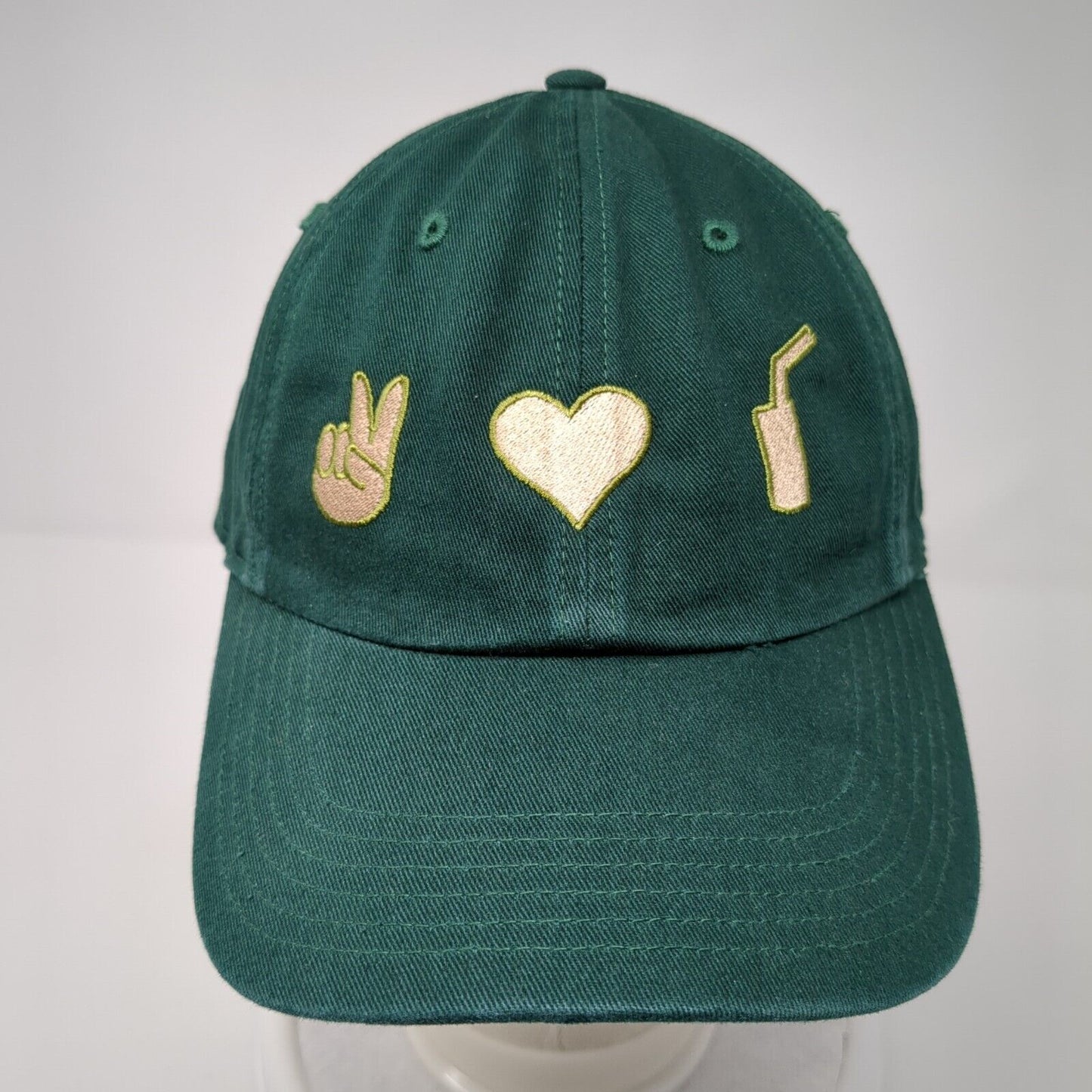 Peace Sign Heart Slideback Hat Green M/L Solid Adjustable Richardson