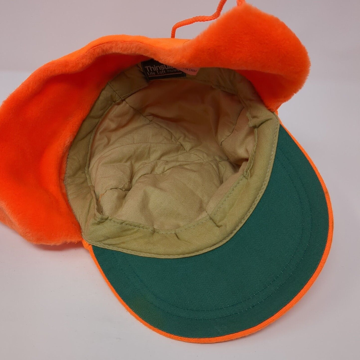 Thinsulate Fitted Hat Orange Large Ear Flap Chin Stap Solid Blank