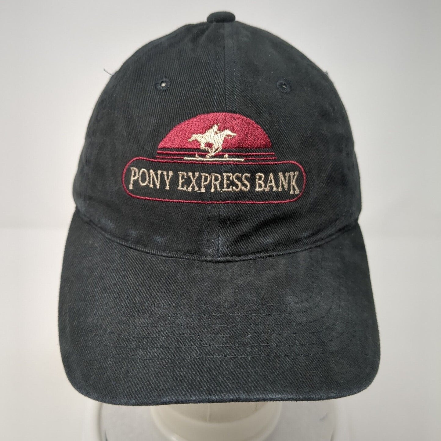 Pony Express Bank Slideback Hat Black One Size Adjustable Embroidered Sportsman