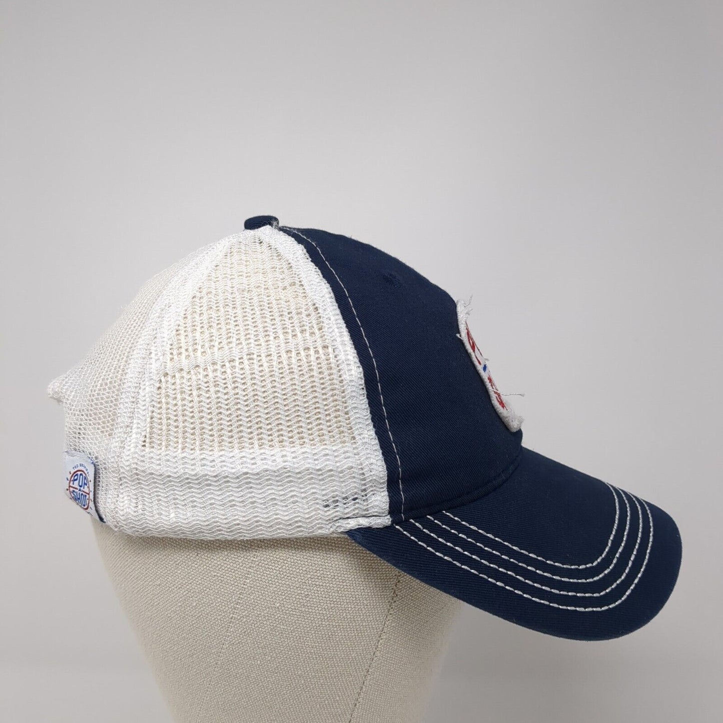 Pop A Shot Snapback Trucker Hat Blue OS Adjustable Embroidered Mesh Back Brewery