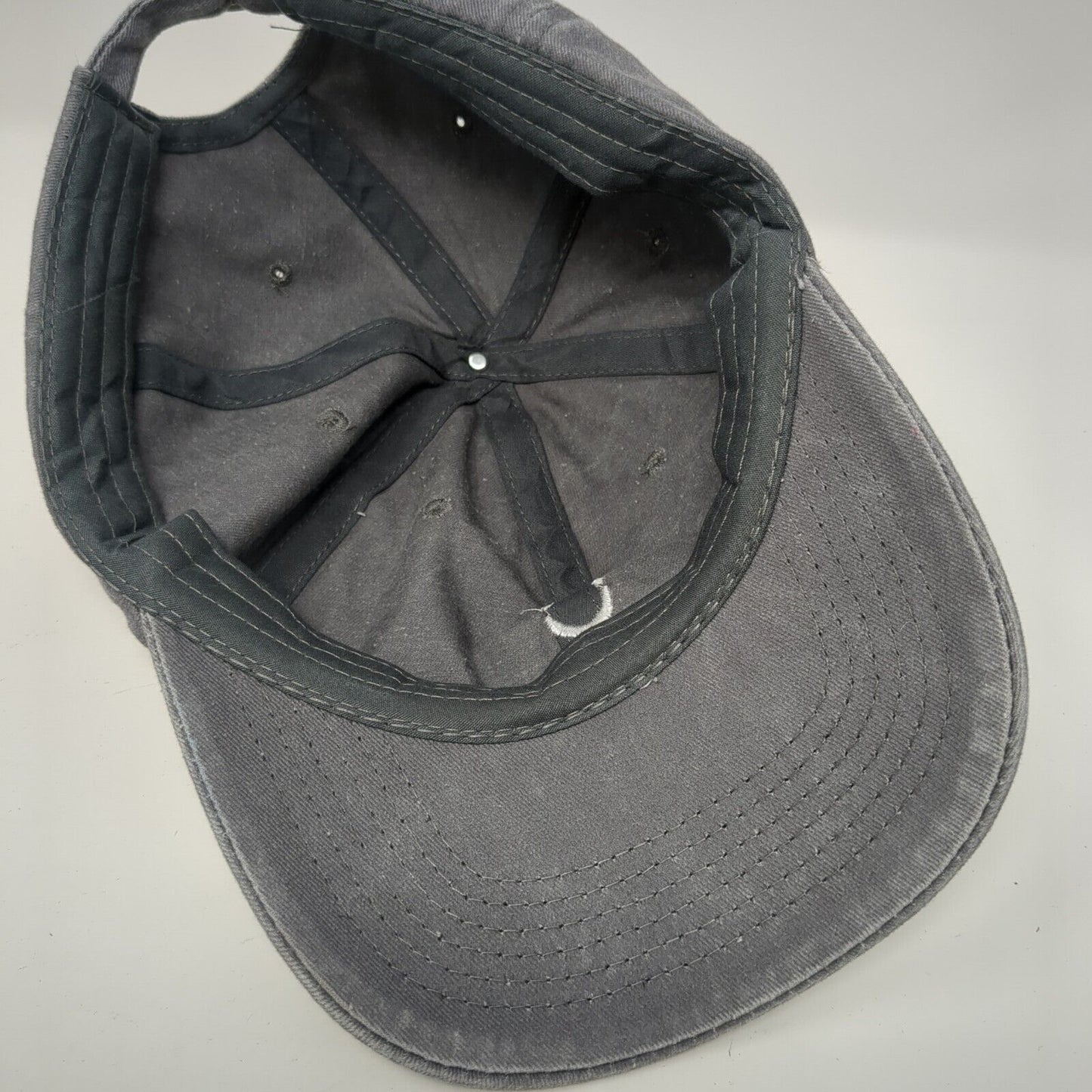 Smiley Face Slideback Hat Gray One Size Adjustable Solid 6 Panel