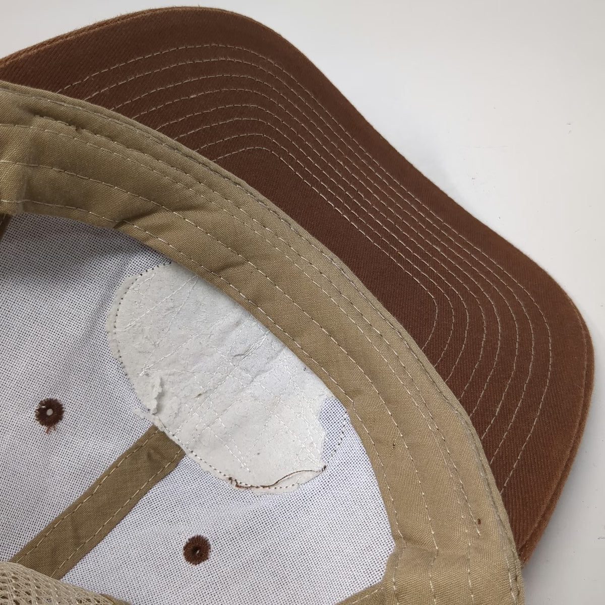 Western Trailers Trucker Hat Brown Beige One Size Snapback Mesh Leather Patch