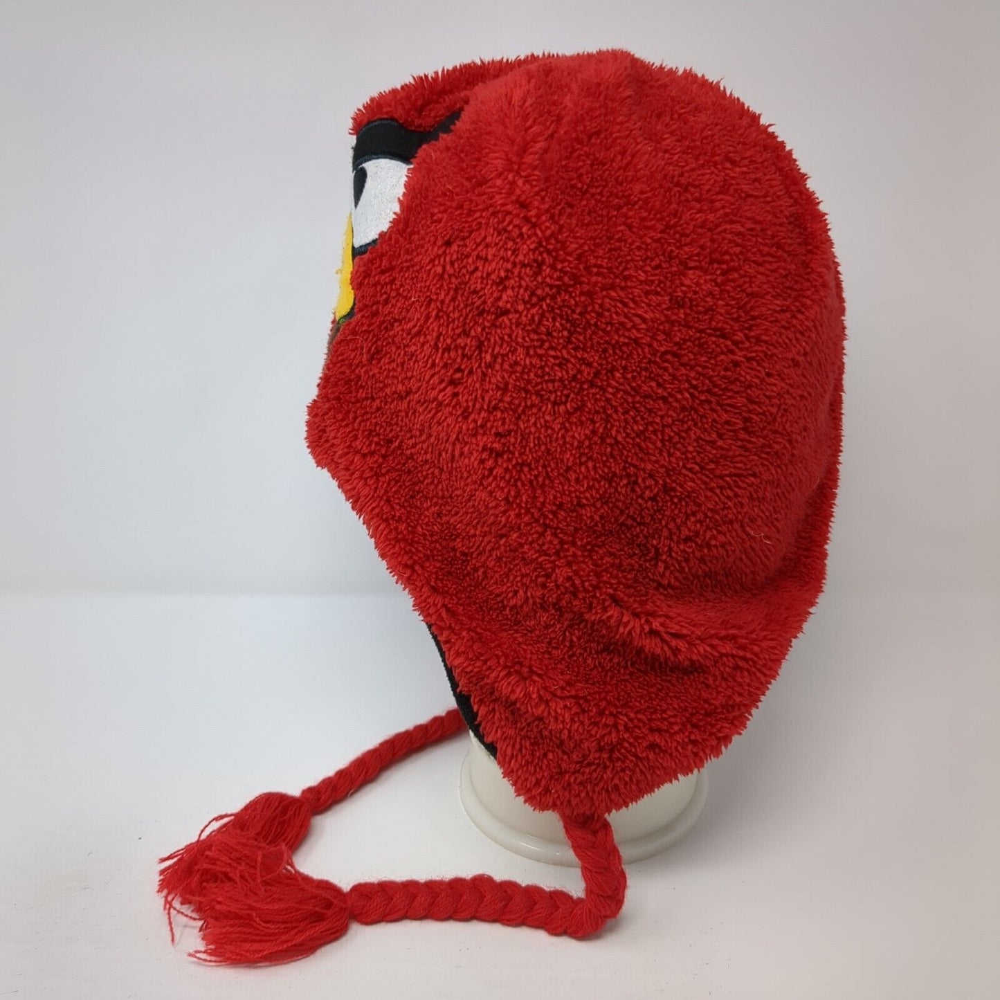 Angry Birds Fleece Beanie Hat Red One Size Lined Braided Embroidered