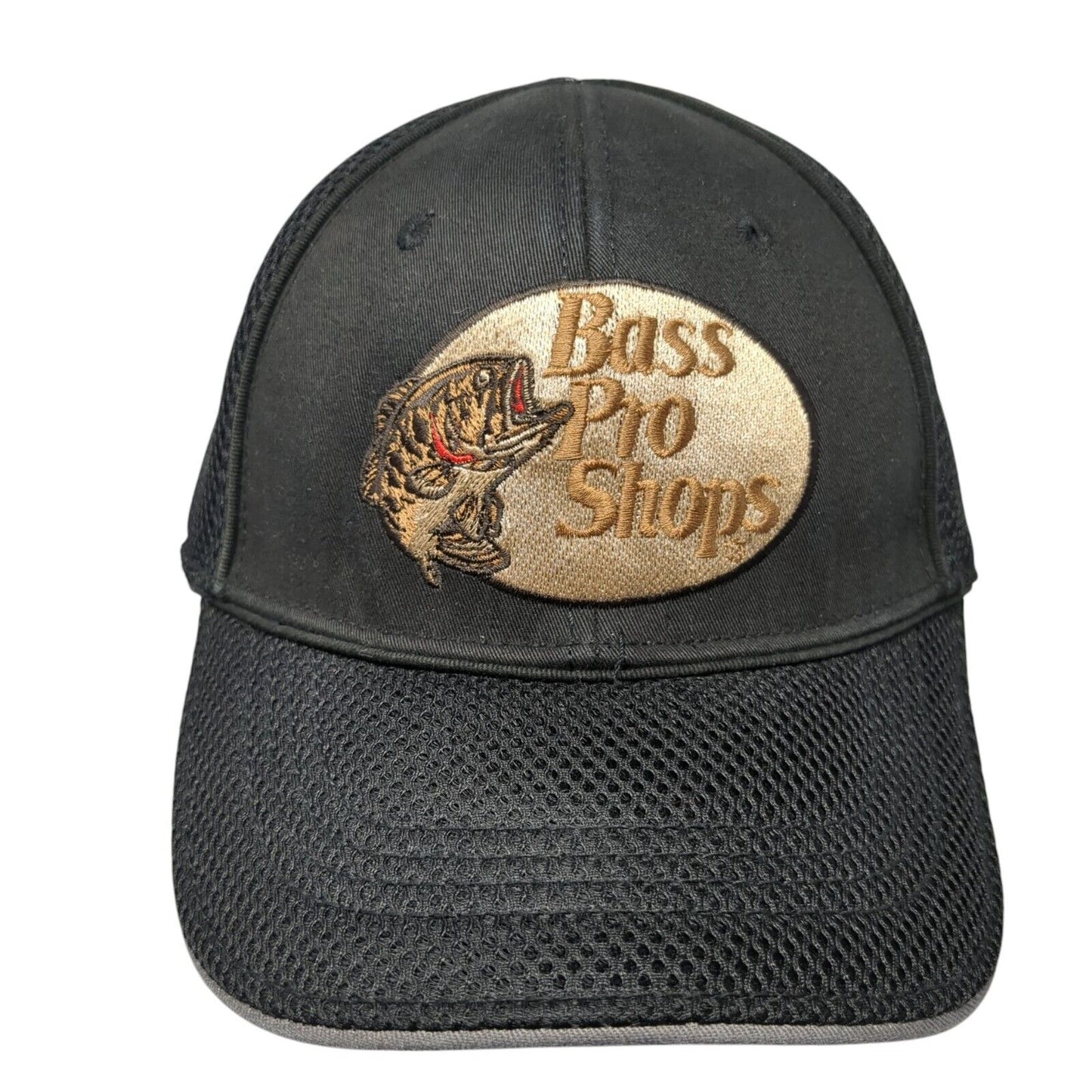 Bass Pro Shops Fitted Trucker Hat Black One Size Proflex Mesh Back Outdoor Cap