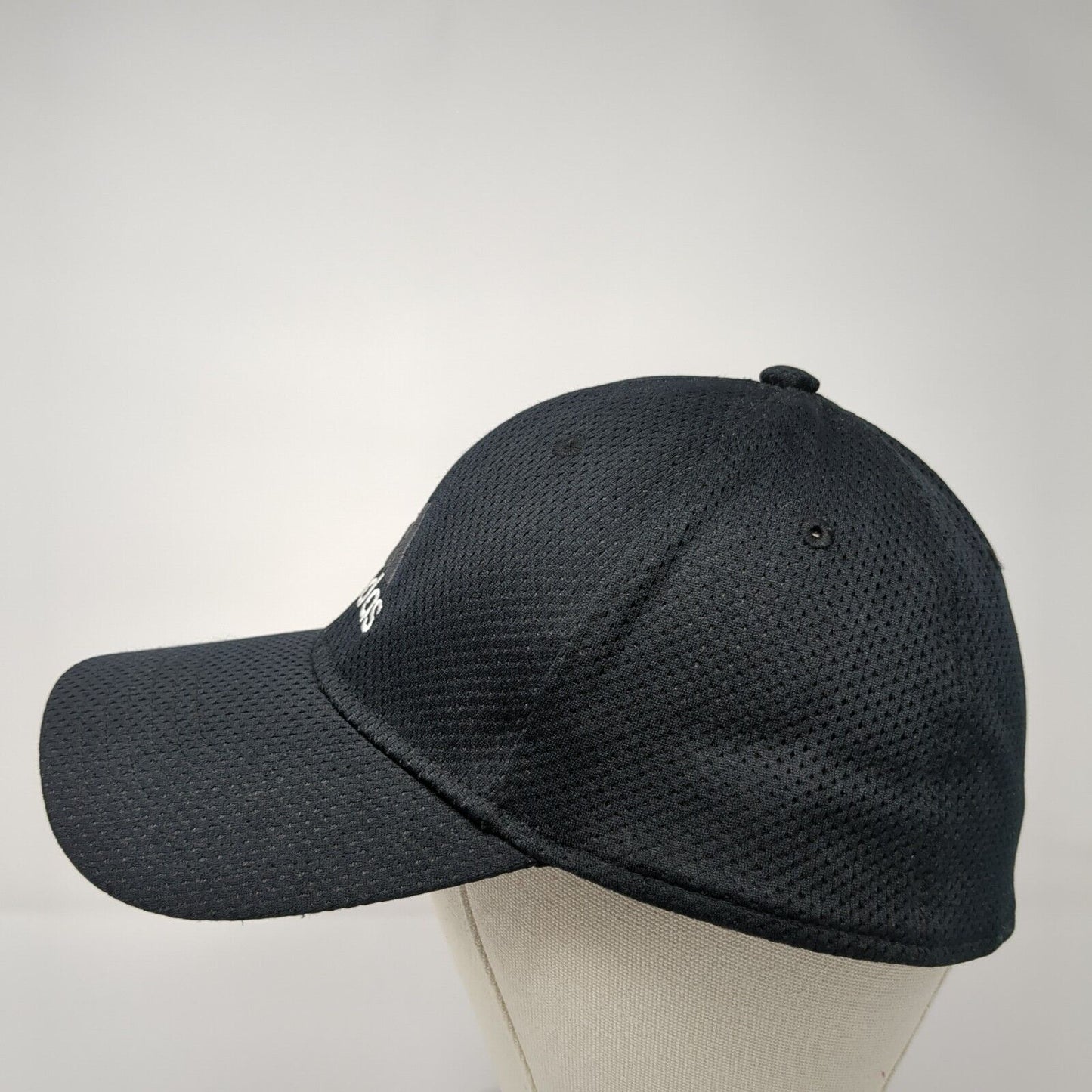 Adidas Fitted Hat Black One Size Embroidered Vented Holes Breathable 6 Panel