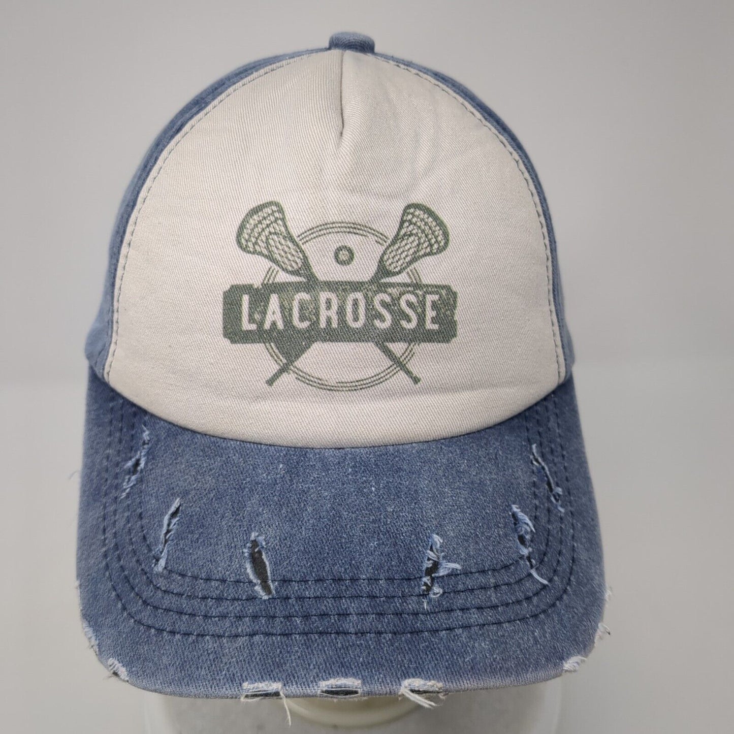 Lacrosse Slideback Hat Blue One Size Adjustable 6 Panel Distressed Cotton