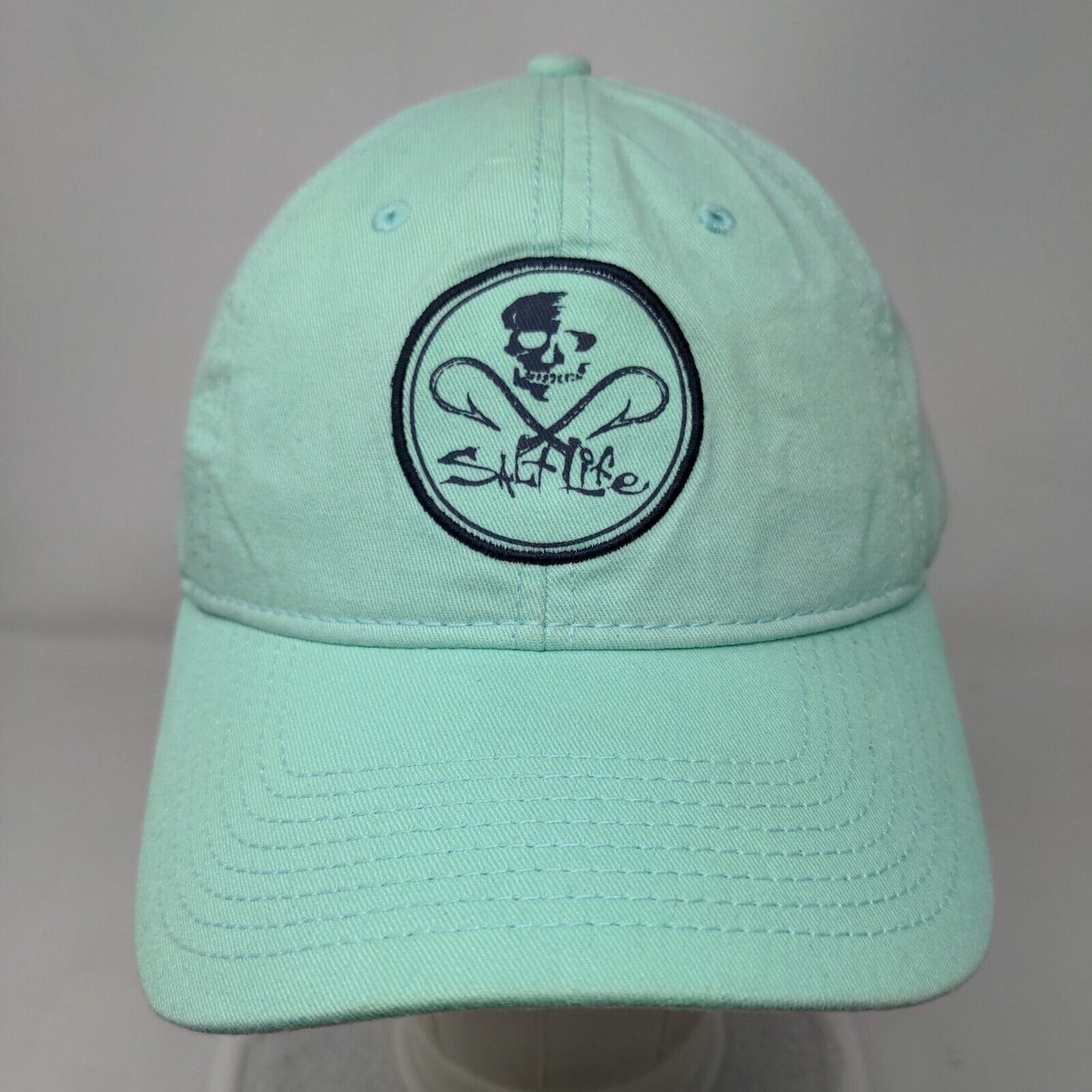 Salt Life Strapback Hat Green OSFM Adjustable Embroidered 6 Panel Cotton
