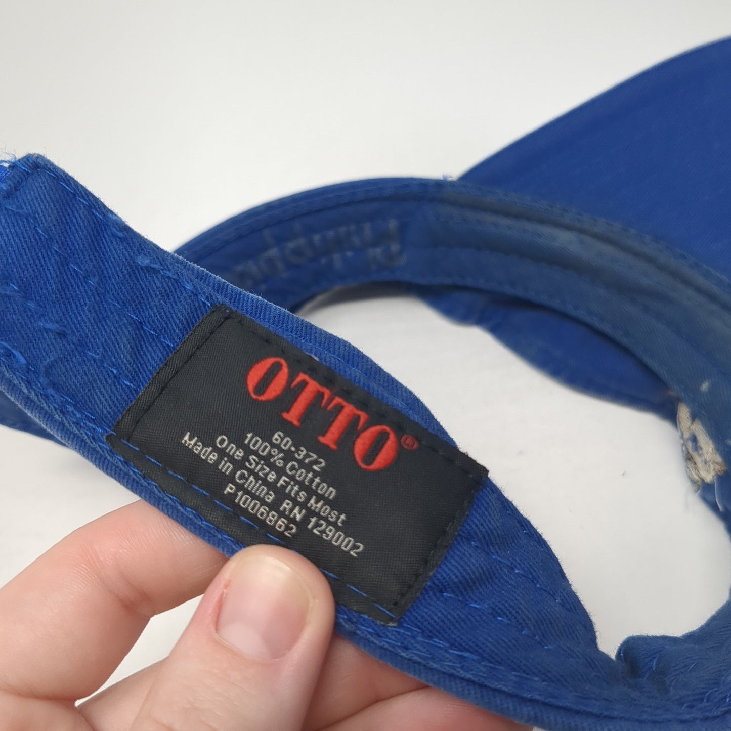 Otto Strapback Visor Hat Blue One Size Adjustable Embroidered Logo